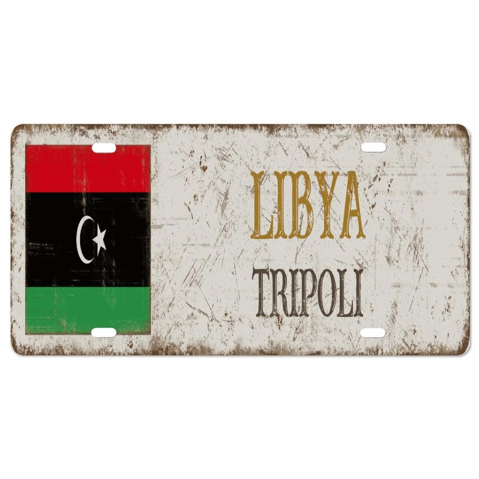 Tablica rejestracyjna Libia 15 x 30 cm nierdzewna metalowa flaga narodowa aluminium
