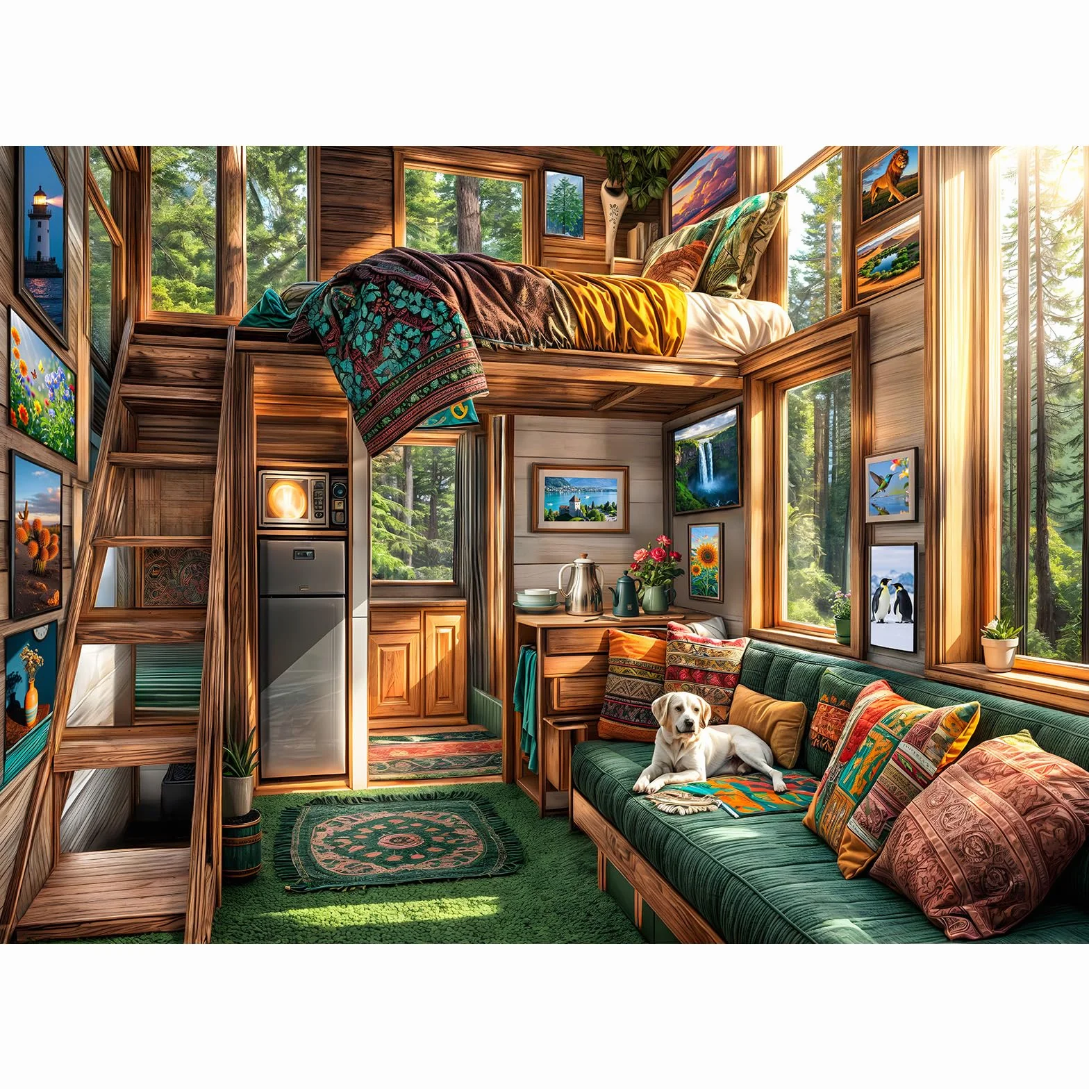 Puzzle 1000 elementów dla dorosłych i dzieci, Impossible Game, prezent z puzzlami, sprytne zagadki, kolorowe puzzle z motywem domku leśnego