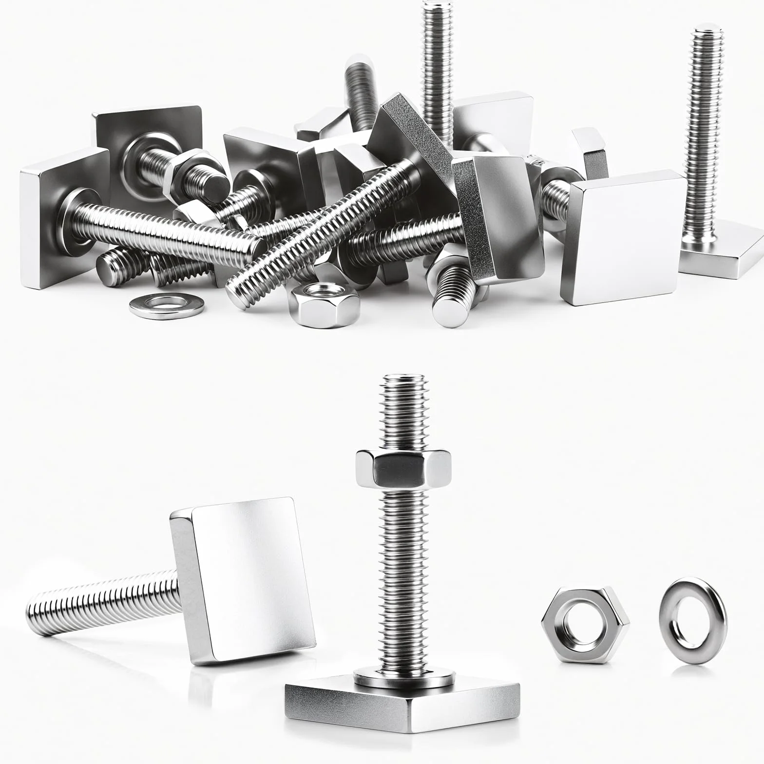 SWTYExt 4 adaptery do rowka T M6 x 35 mm, kompatybilne z bagażnikiem dachowym Thule M6, stal nierdzewna z nakrętkami, podkładki do bagażnika rowerowego, bagażnika dachowego 20 x 20 mm