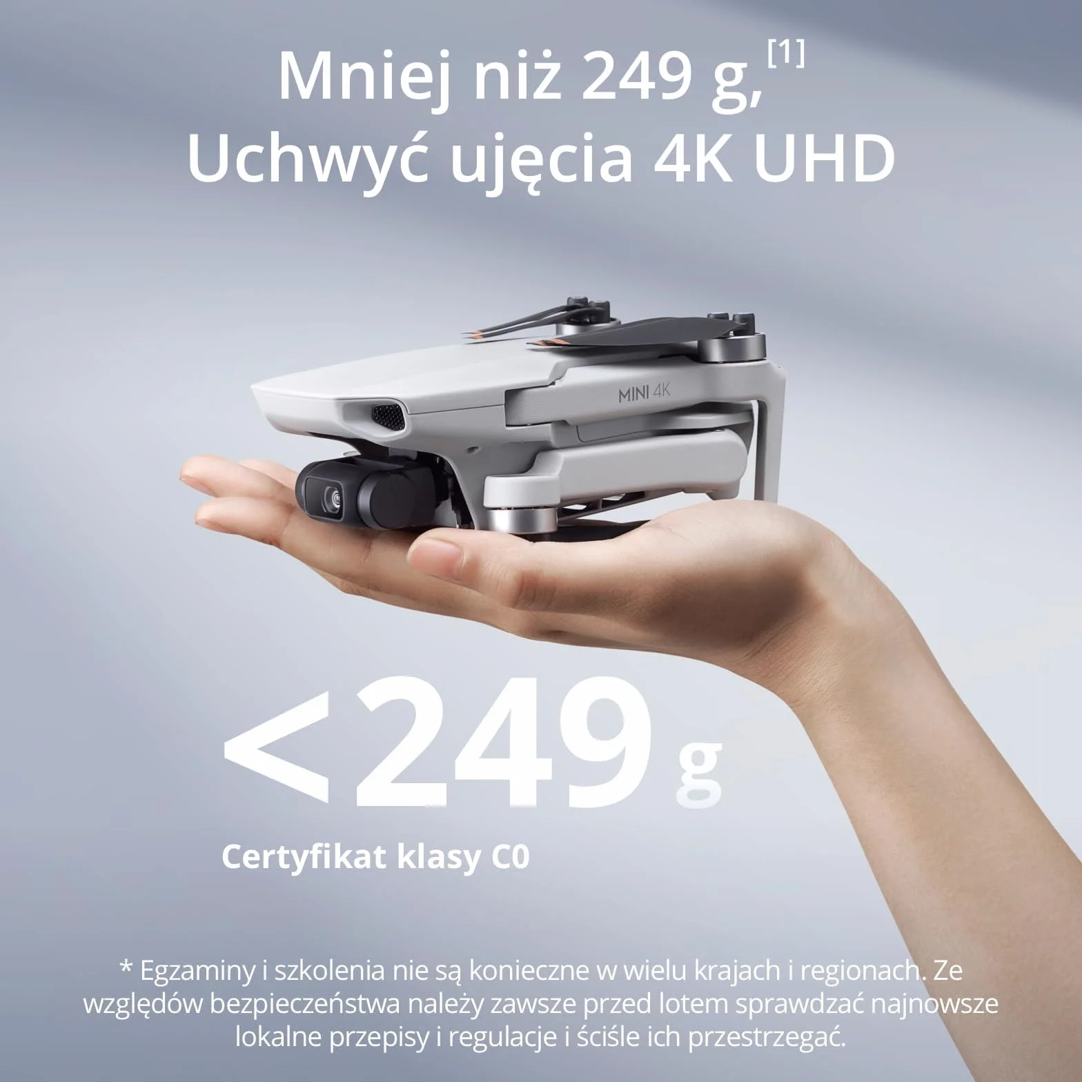 DJI Mini 4K, dron z kamerą 4K UHD dla dorosłych, mniej niż 249 g, 3-os. gimbal, transmisja wideo 10 km, autom. powrót, odporność na wiatr, 1 akumulator dla maks. czasu lotu 31 min., inteligentny lot