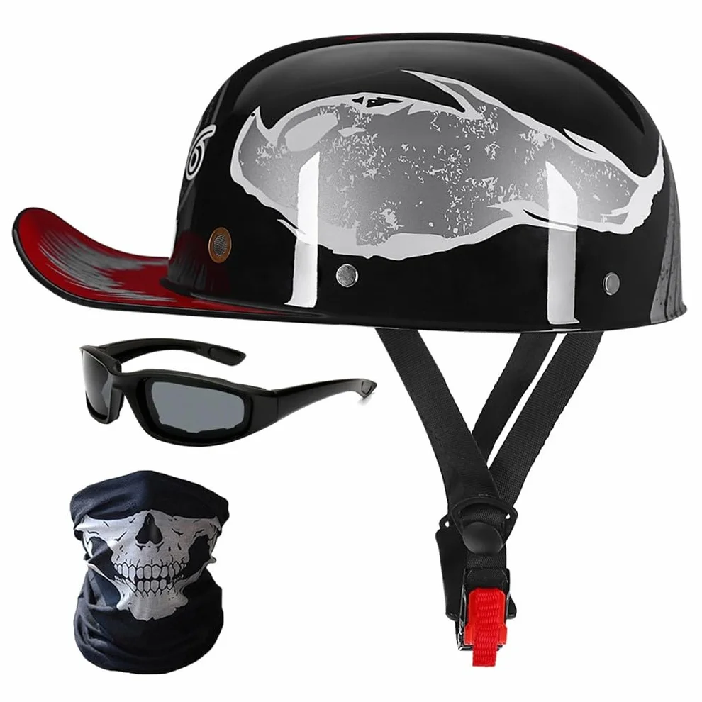 Kask Jet Motocyklowy Czapka z Daszkiem ECE Certified 57-62cm