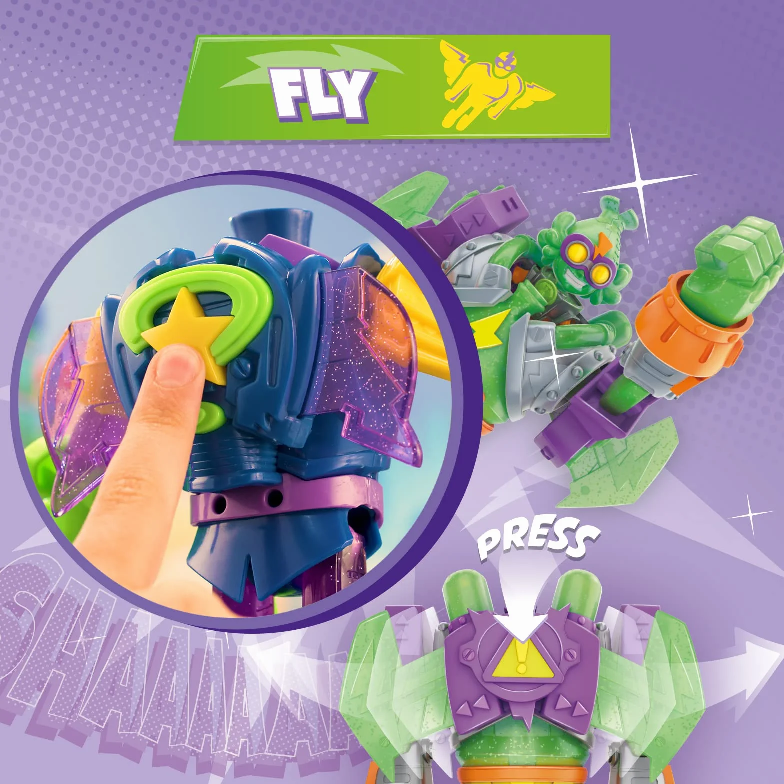 SUPERTHINGS Superbot Mega-K – Przegubowy robot z akcesoriami do walki, 1 ekskluzywny Kazoom Kid i 1 ekskluzywny SuperThing.