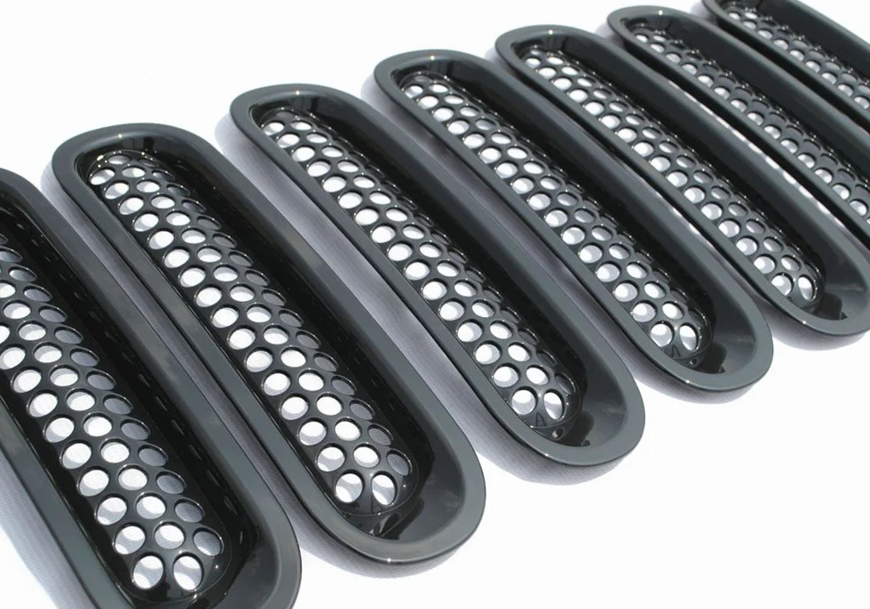 KATUR Czarny zestaw wkładek siatkowych z przodu do Jeep Wrangler JK 2007-2015