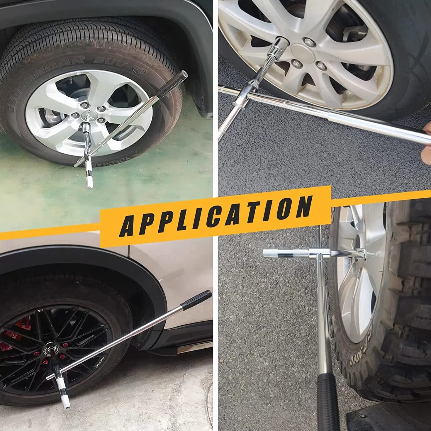 Klucz Do Zdejmowania Opon Samochodowych, Ze Standardowymi Gniazdami 17/19mm 21/23mm, AntypośLizgowy, TrwałY, Chowany, Do NarzęDzi Awaryjnych W Przypadku Awarii Opon Samochodowych/Van/CiężArowych
