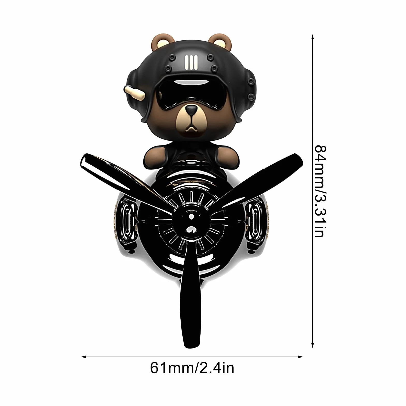 Bear Car Freshener Vent Clip Shaking Head Aromatherapy Diffuser Black