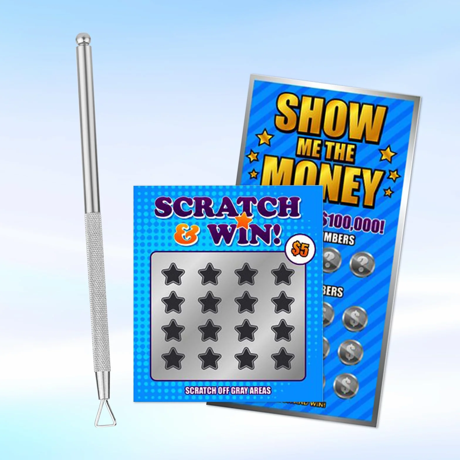 3szt Scratcher do Losów na Loterie, Stal Nierdzewna Zdrapka Lotto ze Schowkiem Metal Pomoc w Zdrapywaniu Etykiet Nieskazitelne Odsloniecia Latwe do Trzymania