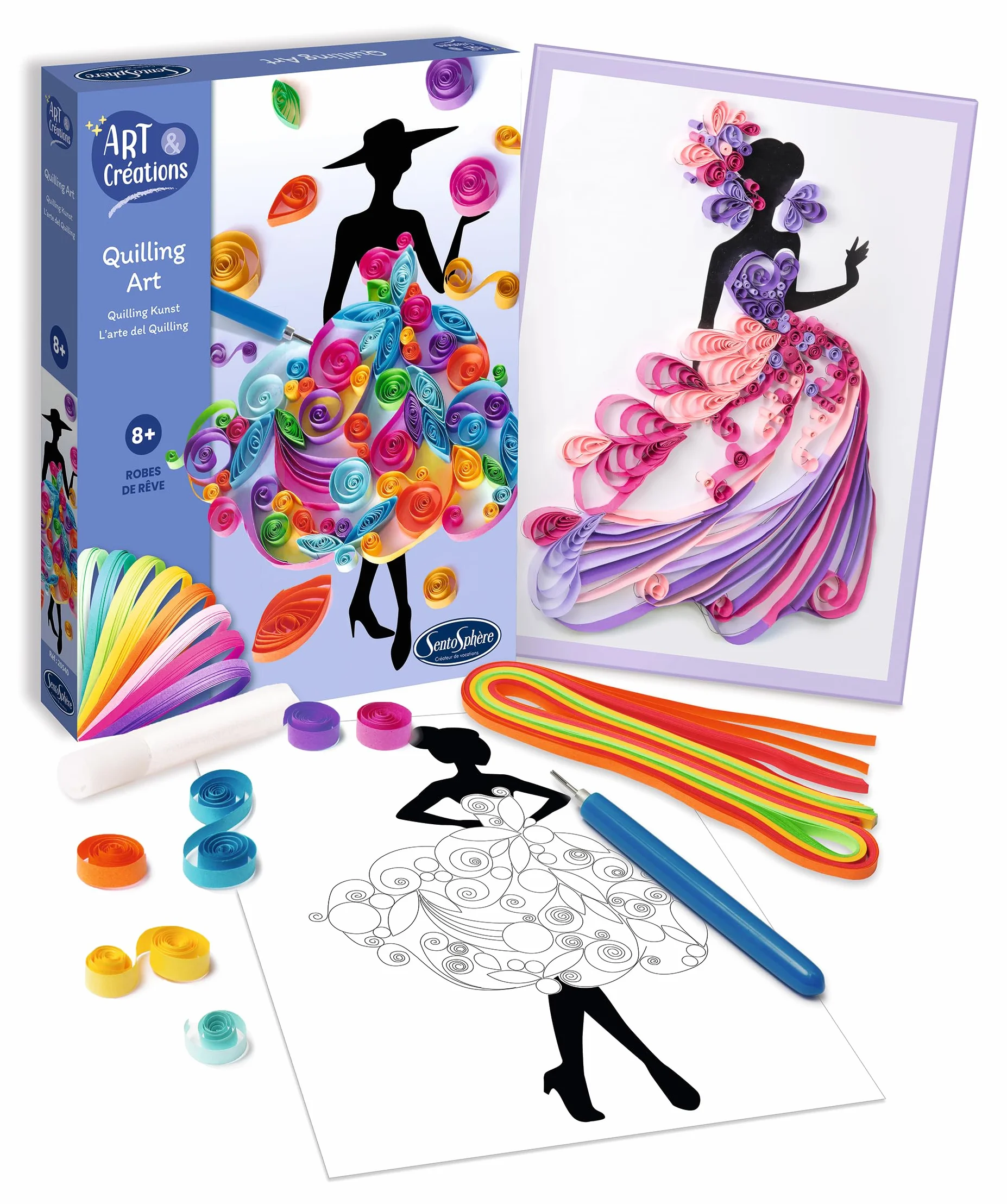 Sentosphere 3920540 zestaw do majsterkowania, sukienka Quilling Art, kreatywny zestaw dla dzieci i dorosłych, DIY, do majsterkowania, mody, moda