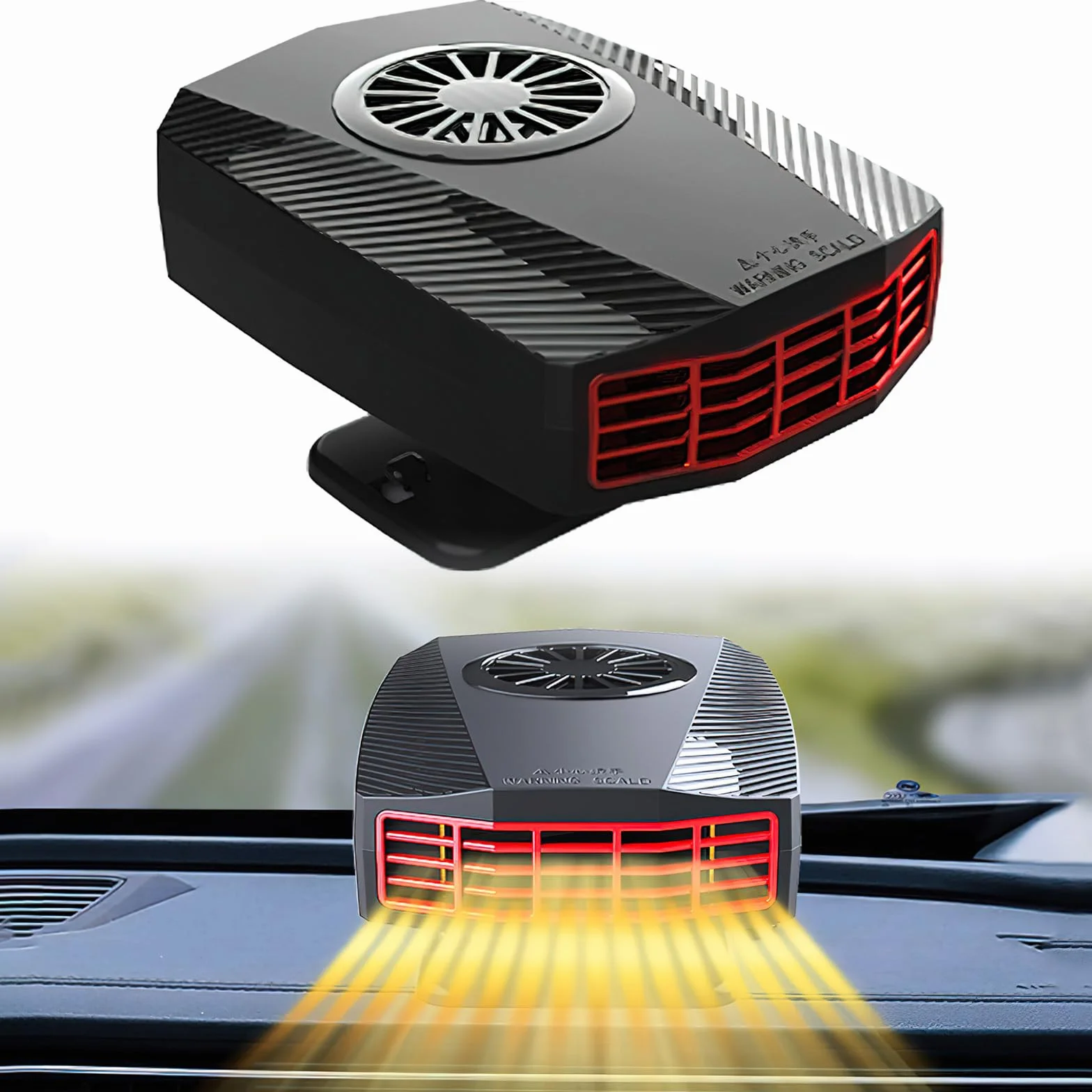 HENGBIRD Chłodnica samochodowa 12 V, 150 W, odmrażacz powietrza, wentylator chłodzący, obracany o 360°, 2 w 1, elektryczny odmrażacz szyb