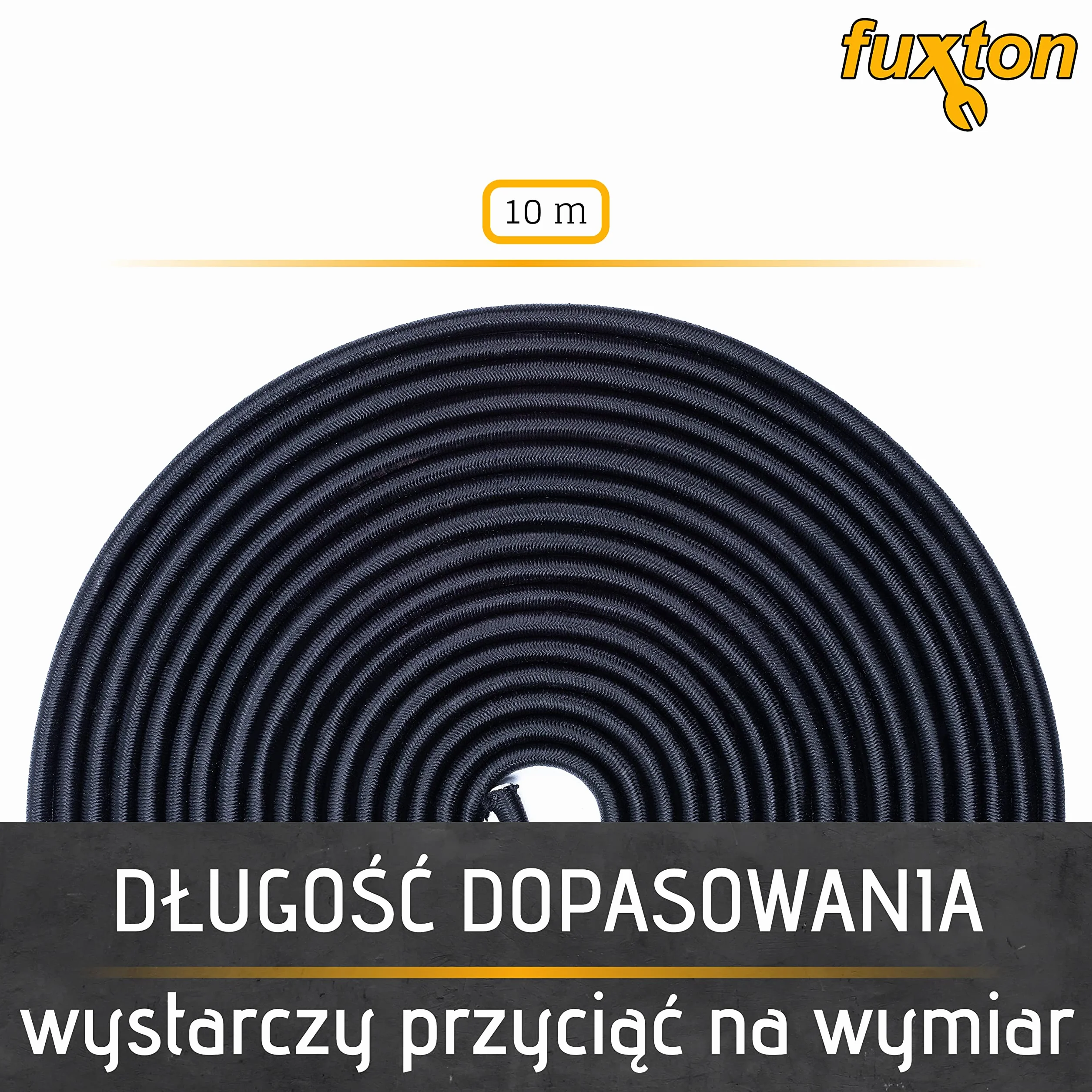 Fuxton Linka gumowa 6 mm x 10 m, bungee cord marine, czarna