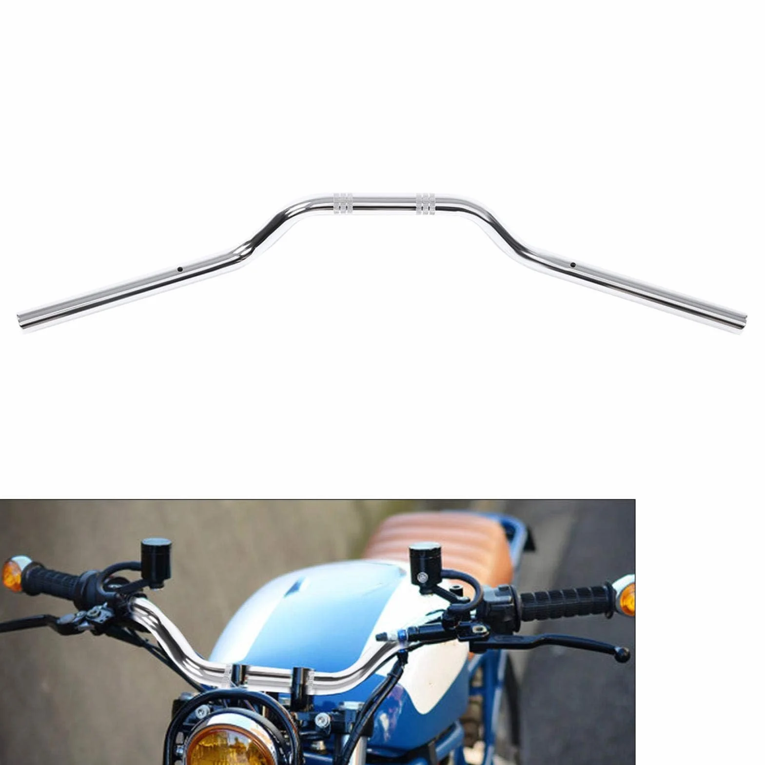Kierownica motocykla, uniwersalna kierownica motocykla 7/8 "22 mm Drag Bar, wysoki uchwyt Tracker ze stali (chrom)