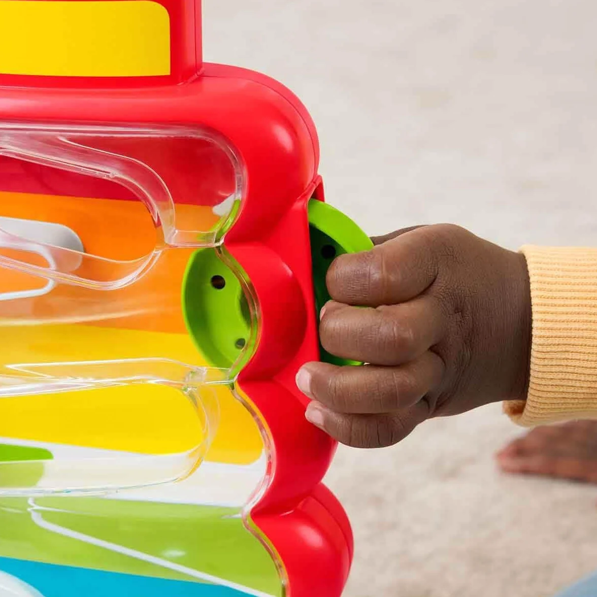 Fisher-Price Piramidka z żetonami do wrzucania, aktywizująca zabawka edukacyjna dla niemowląt 9 mies.+, JLB81