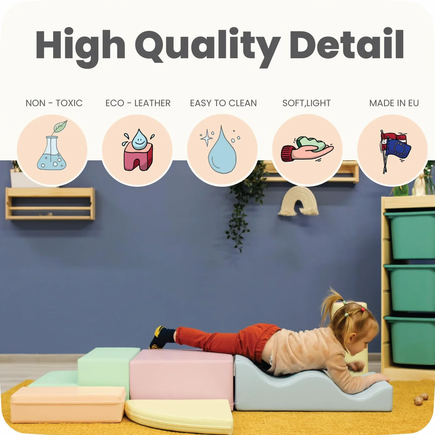 IGLU Soft Play - Miękkie Klocki Piankowe Do Zabawy I Wspinania Się - Idealne Do Raczkowania Ślizgania Budynek Się I Innych Aktywności Fizycznych - 5 kształtów XL