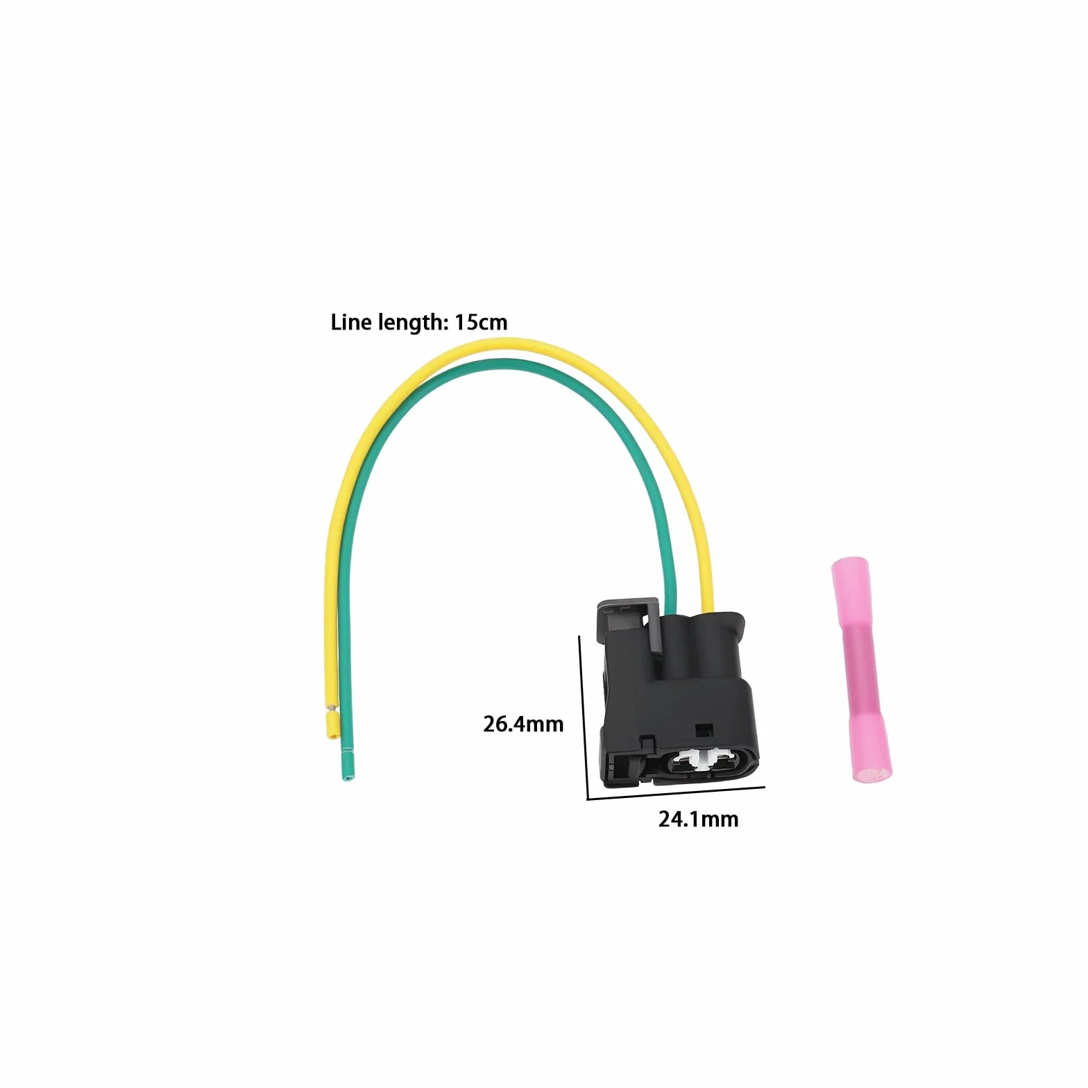 2-pinowe złącze cewki zapłonowej kompatybilne z Renault Avantime DE0, kompatybilne z Clio II BB0, długość żyłki 15 cm, 26,4 x 24,1 mm, z 4 zaciskami dwubiegunowymi złączem cewki