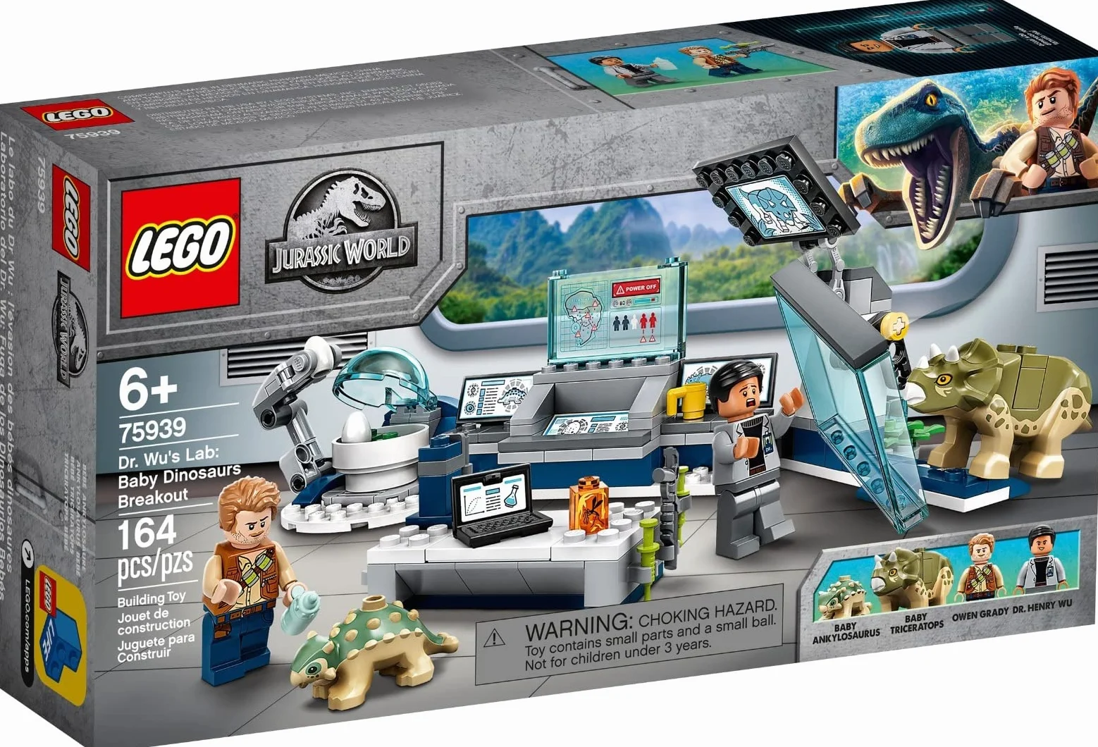 LEGO Jurassic World Laboratorium doktora Wu: 75939 ucieczka małych dinozaurów (164 elementy)