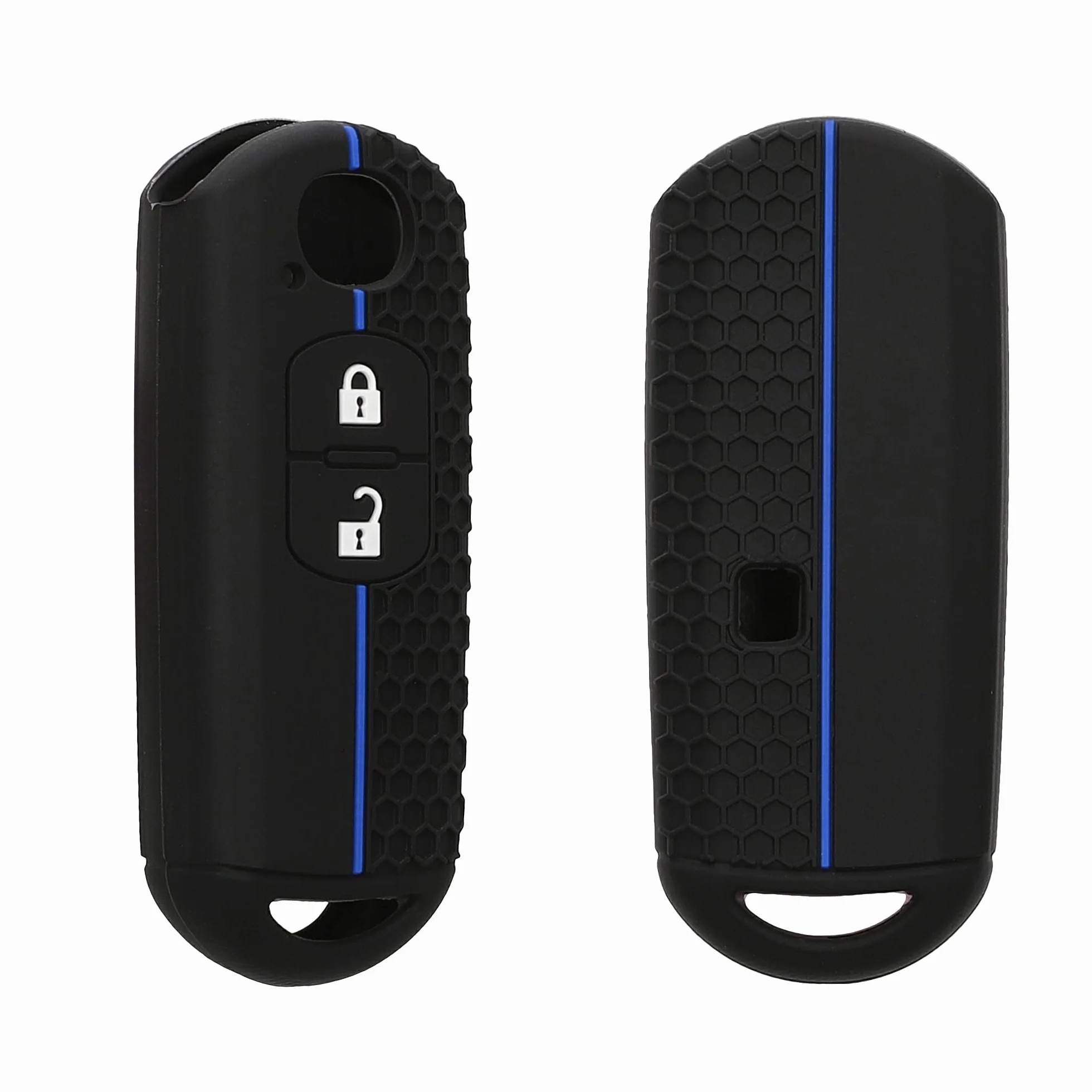 kwmobile Etui kompatybilne z Mazda Keyless Go Key Car Key Cover - Silikonowy pokrowiec na pilot samochodowy - Czarny/Niebieski
