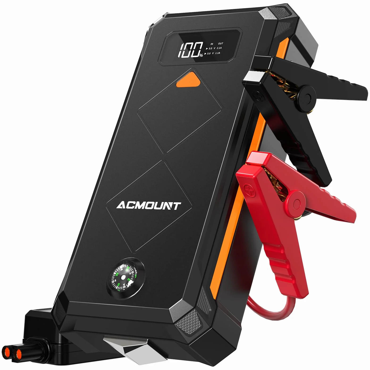 Acmount Powerbank Rozruchowy, 7000A Samochodowy Powerbank Rozruchowy do Osobowych, Rozrusznik (Do 12L Benzyna/10L Diesel), Booster Baterii z Latarką LED, Kablami Rozruchowymi, USB i Kompasem