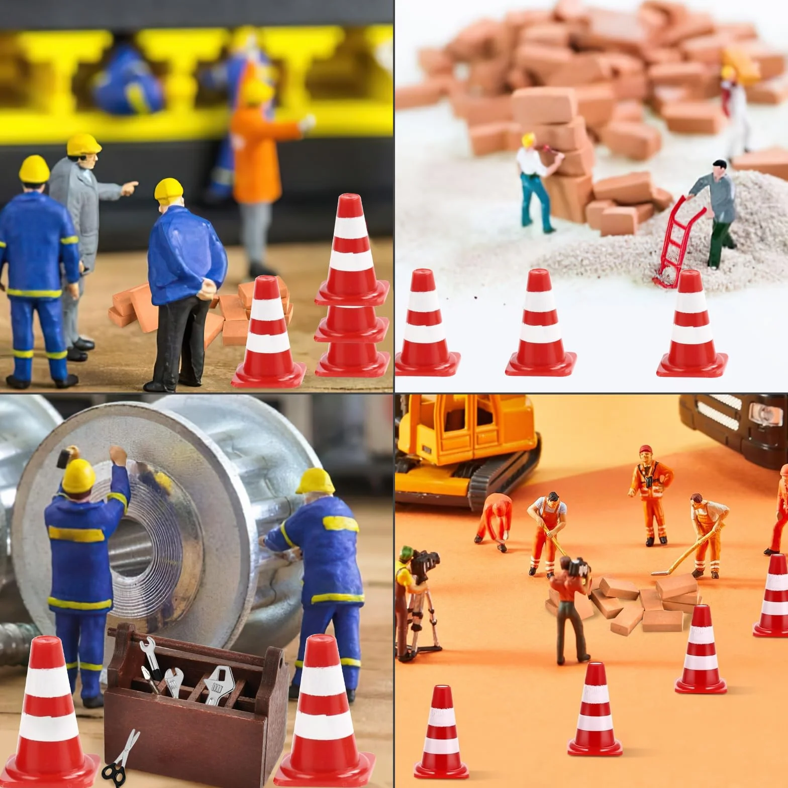 Zestaw 25 sztuk, miniaturowe skrzynki narzędziowe, mini drewniana skrzynka narzędziowa, mini blokada drogi, mini cegła symulacyjna, akcesoria do domku dla lalek, Boże Narodzenie (czarny)