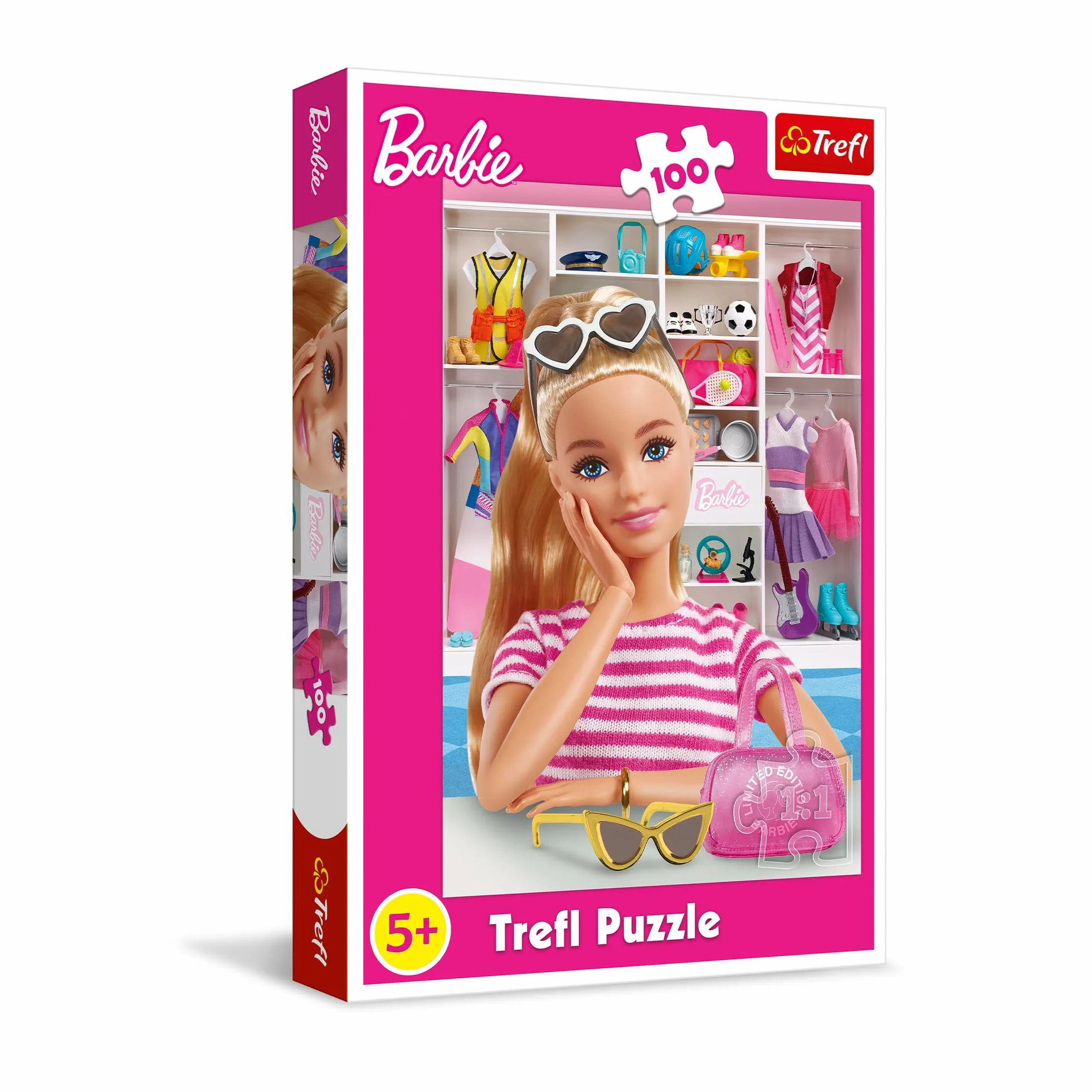 Trefl - Barbie, Poznaj Barbie - Puzzle 100 Elementów - Różowe Puzzle z Najpopularniejszą Lalką na Świecie, Kreatywna Rozrywka, Zabawa dla Dzieci od 5 lat