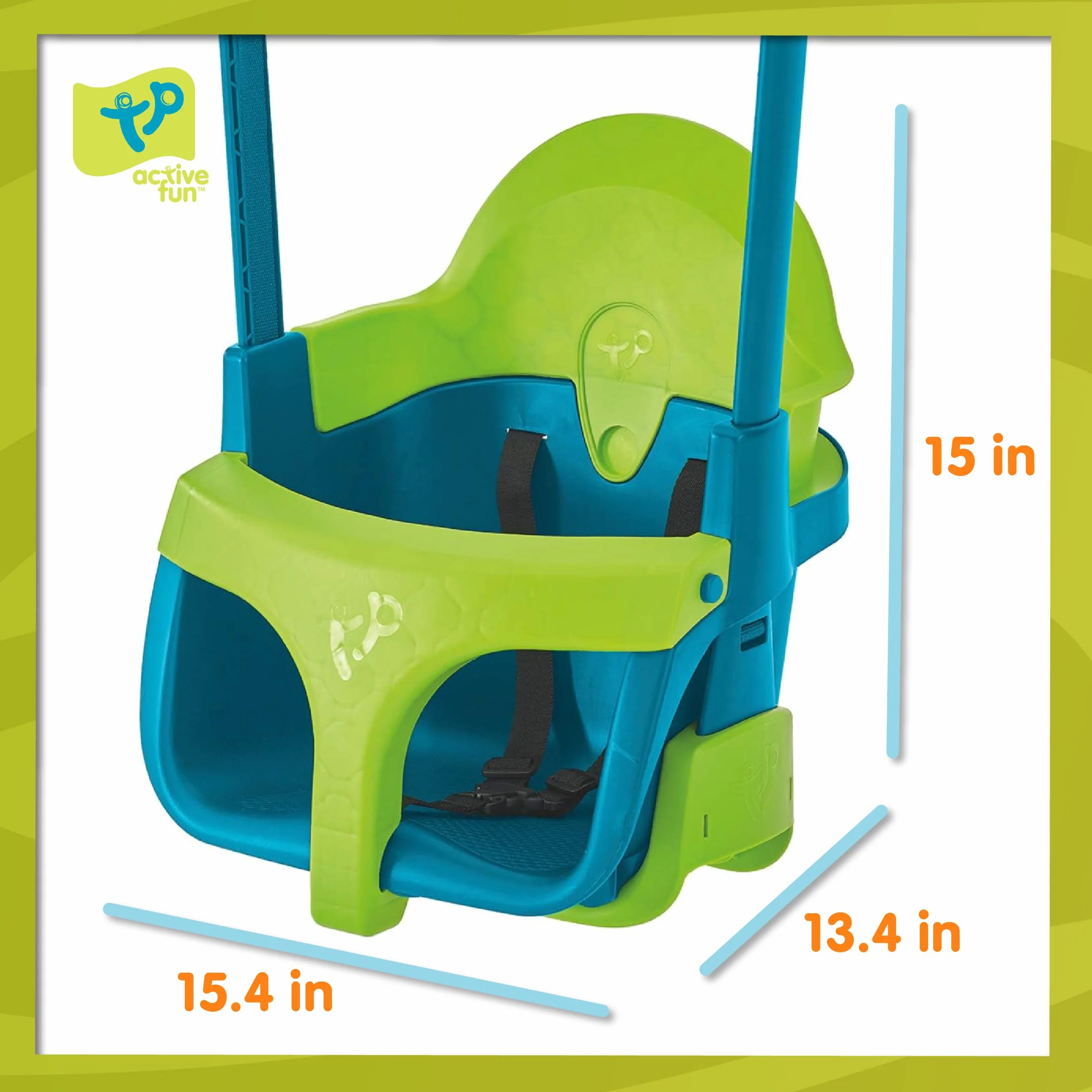 TP Toys TP900 miesięcy 4 w 1 regulowany fotel bujany dla dzieci od 6 moli do dzieci 8 lat, zielono-niebieski, rozmiar uniwersalny