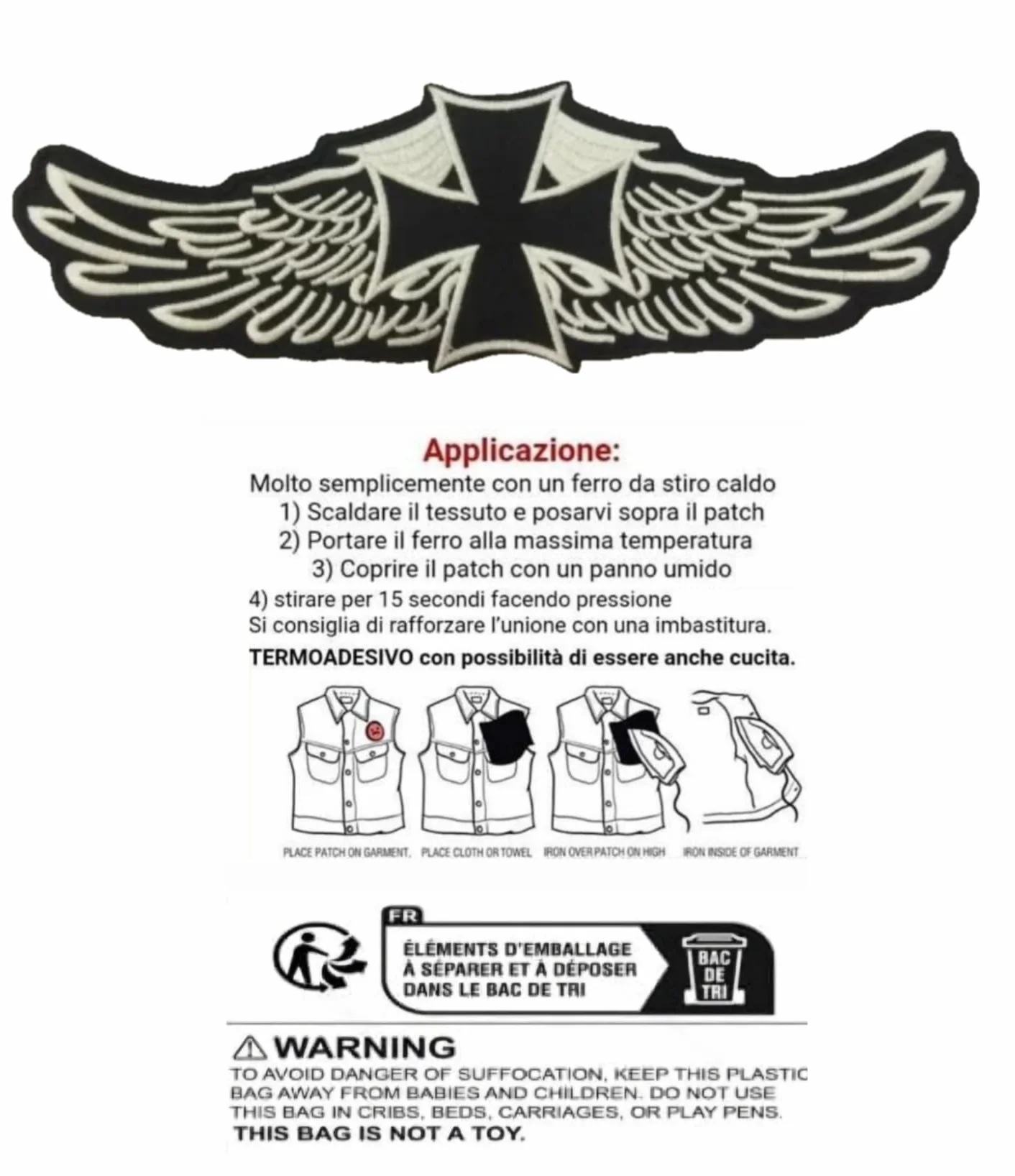 Krzyż Chopper Biker - Naszywka Haftowana łatka, naszywka dla motocyklistów haftujących na Pilot Motorcycle, do kamizelki motocyklowej, do dekoracji odzieży motocyklowej, odzieży motocyklowej