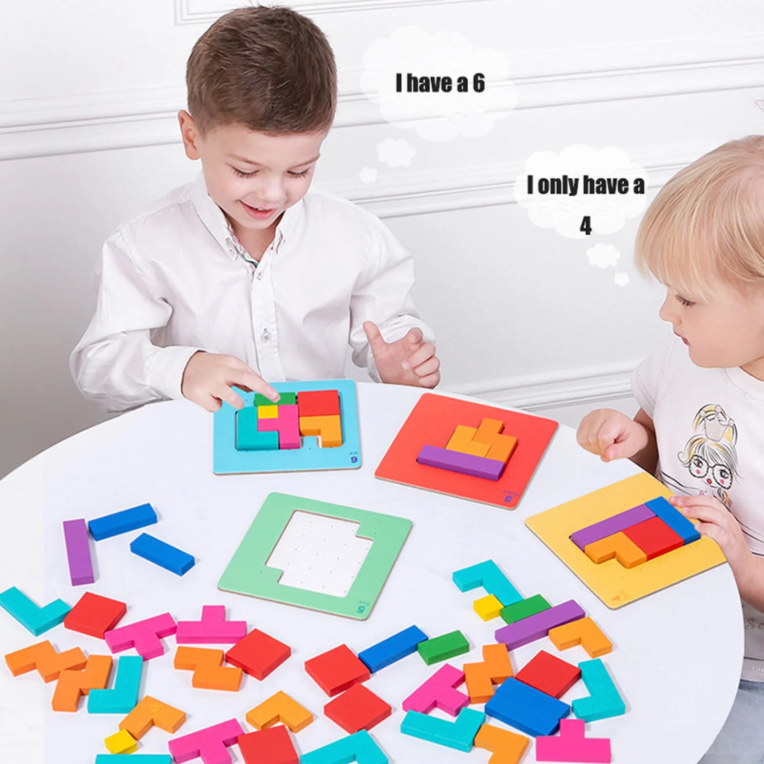 Tetris gra w pojedynki, drewniane puzzle Tetris Tangram, gry koncentracyjne dla dzieci od 4, 5, 6, bloki, puzzle Montessori, gra 4, 5, 6 lat, inteligencja, zabawka edukacyjna od 4