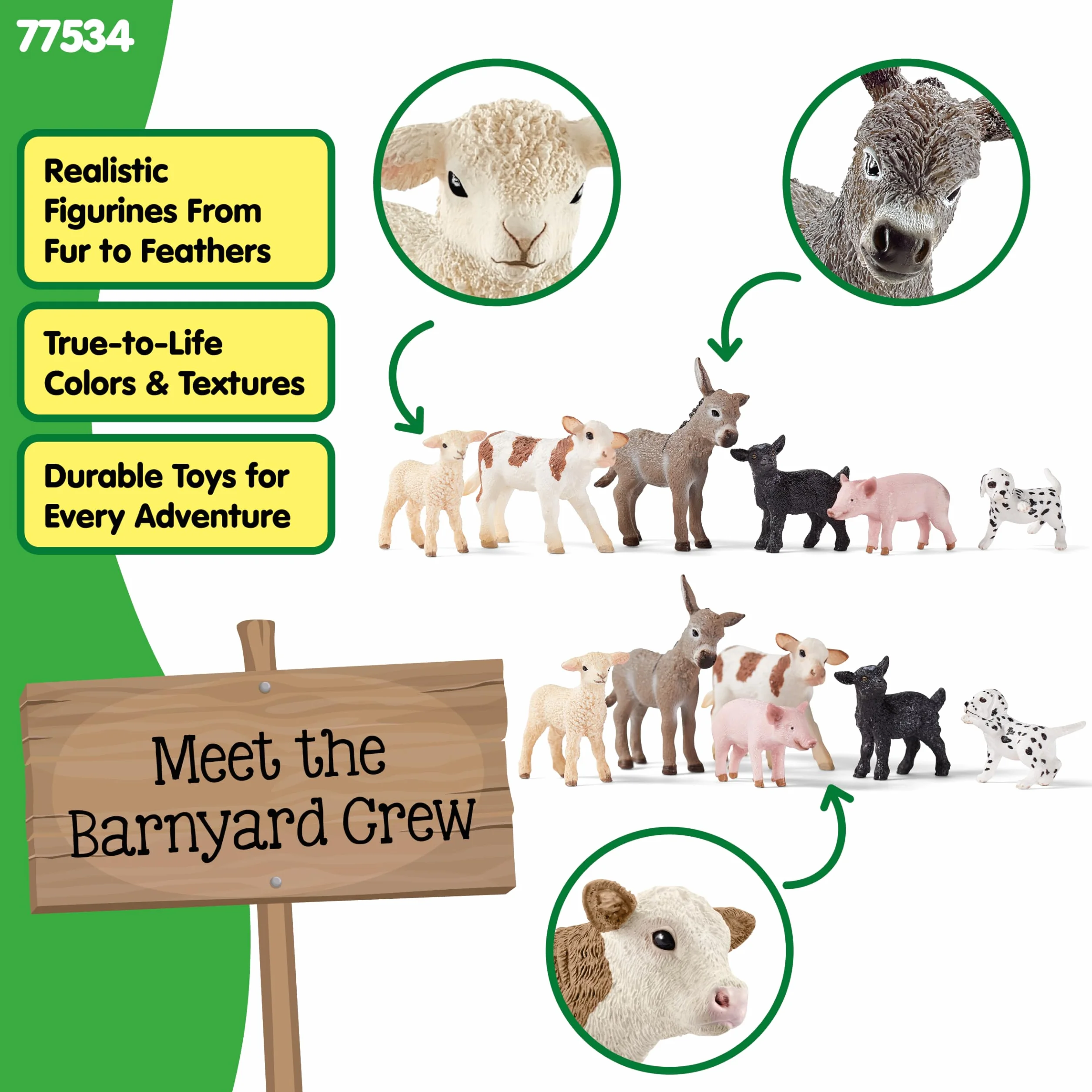 schleich FARM WORLD | Zestaw zwierząt z farmy 77534 z psem, świnią, kozą, owcą i osłem | zabawka farmerska od 3 lat | szczegółowy zestaw 6-częściowy | tylko w Amazon