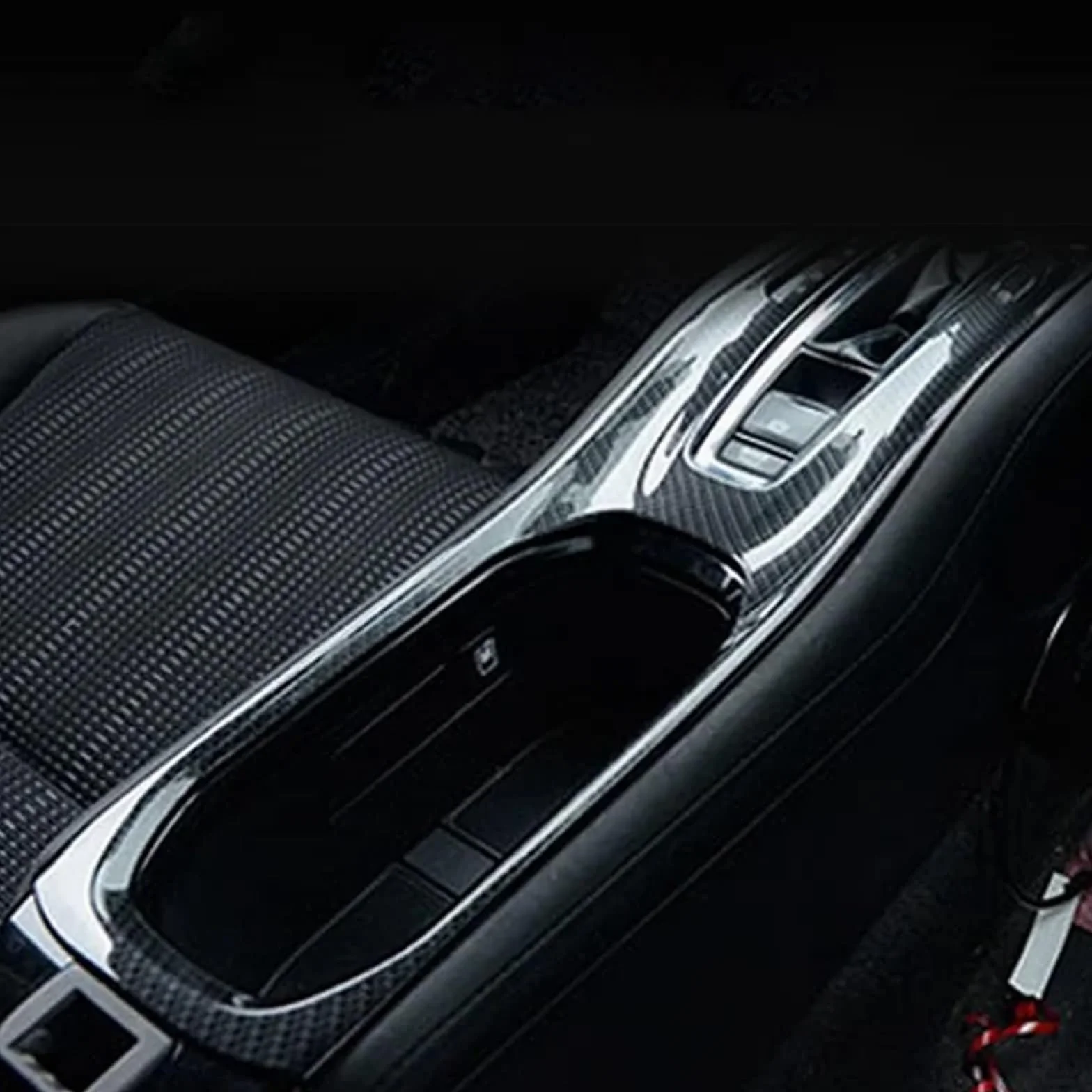 Okleina skrzynia biegów‌ Konsola zmiany biegów Panel uchwytu na kubek Pokrywa wykończenia Akcesoria pasujące do Honda HRV HR-V VEZEL 2015-2022, ABS Włókno węglowe Naklejka konsola środkowa‌