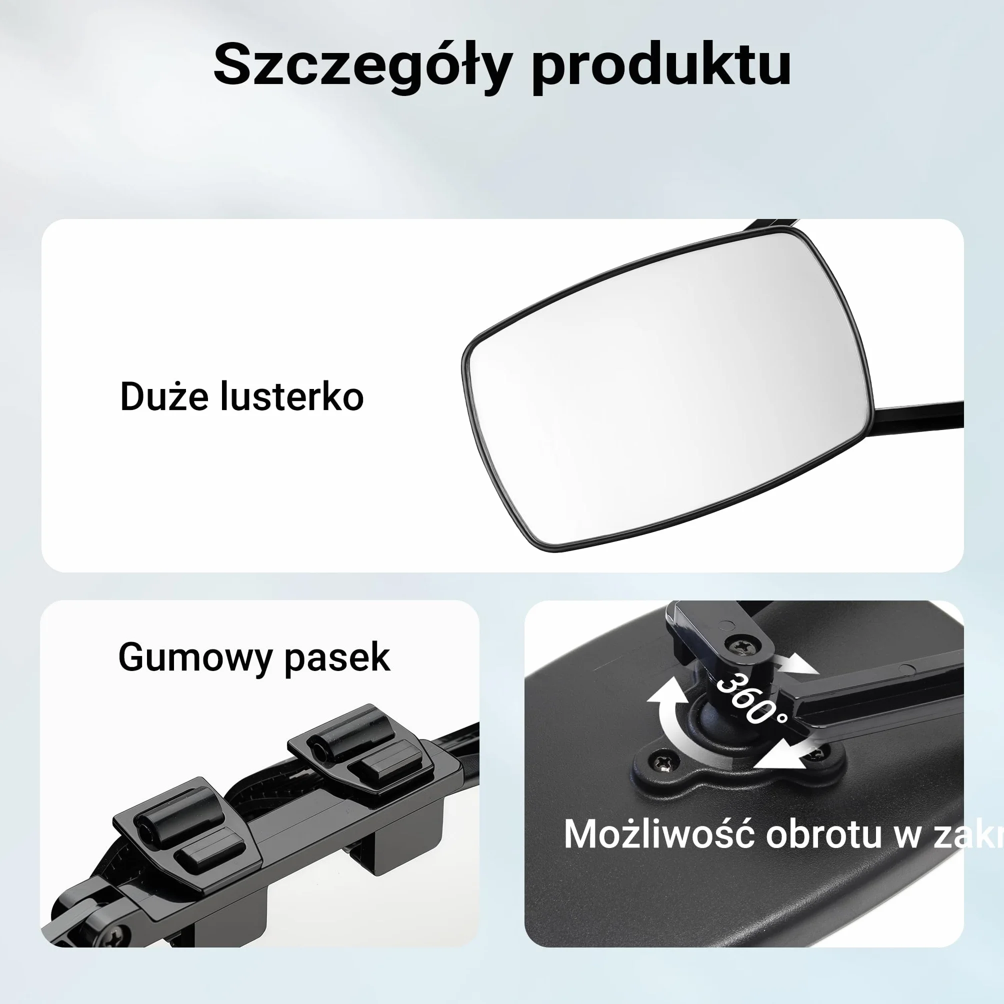 Uniwersalne lusterko do kampera 2stk. 190x120mm dodatkowe do przyczepy składane lusterko