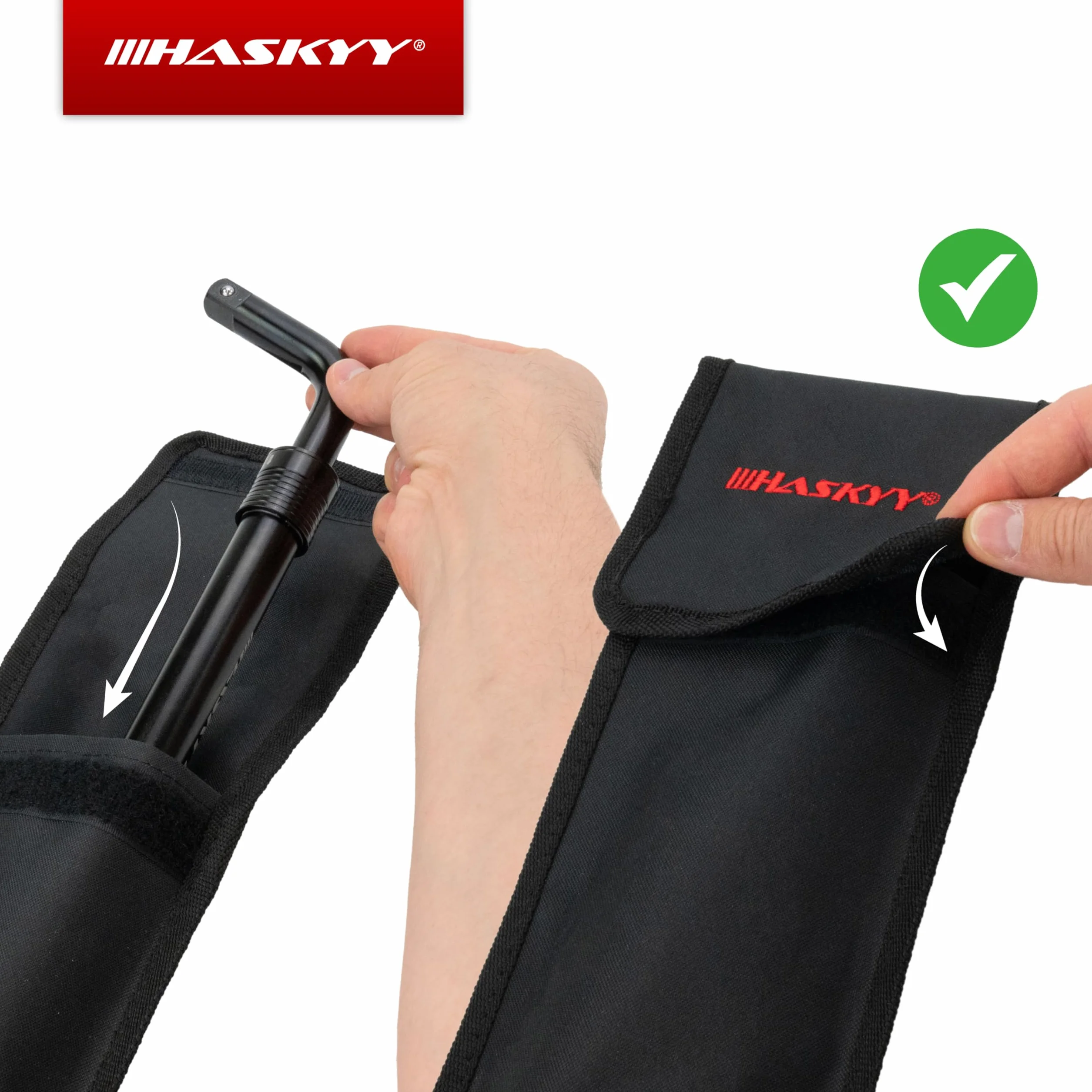 HASKYY Zestaw teleskopowych kluczy do kół 355 – 530 mm, z możliwością przedłużenia 1/2 cala, napęd 17/19 mm i klucz nasadowy 21/23 mm, klucz do kół, narzędzie do opon wraz z torbą do przechowywania