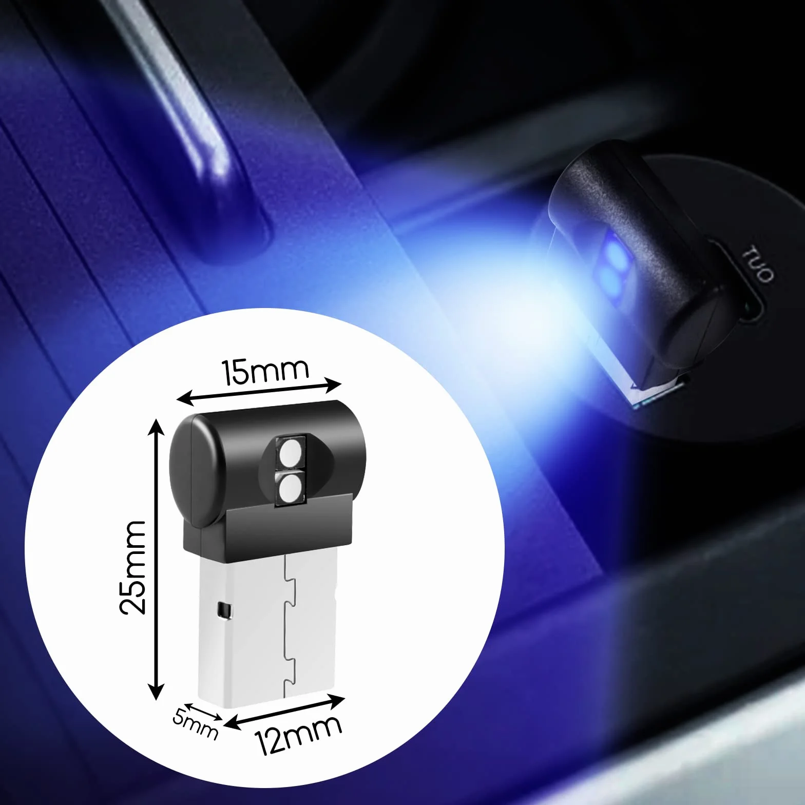 4 sztuki mini USB LED oświetlenie samochodowe RVB nastrojowe światło 7 kolorów do wnętrza samochodu, atmosfery pomieszczenia i lampki nocnej