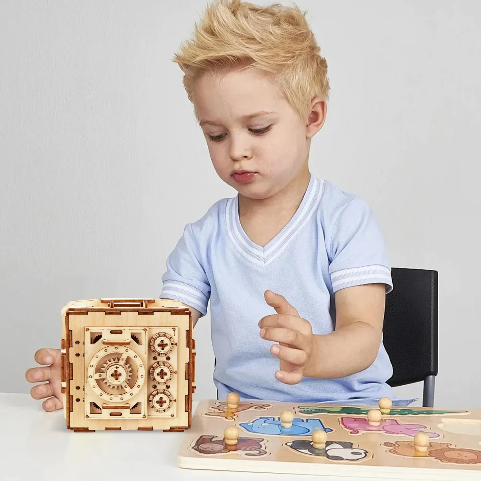 ACESOME Cluebox drewniane puzzle 3D, otwieranie/zamykanie hasła, pudełko z puzzlami, drewniane pudełko dla dorosłych, skarbonka, pudełko na puzzle i prezent, 12 cm