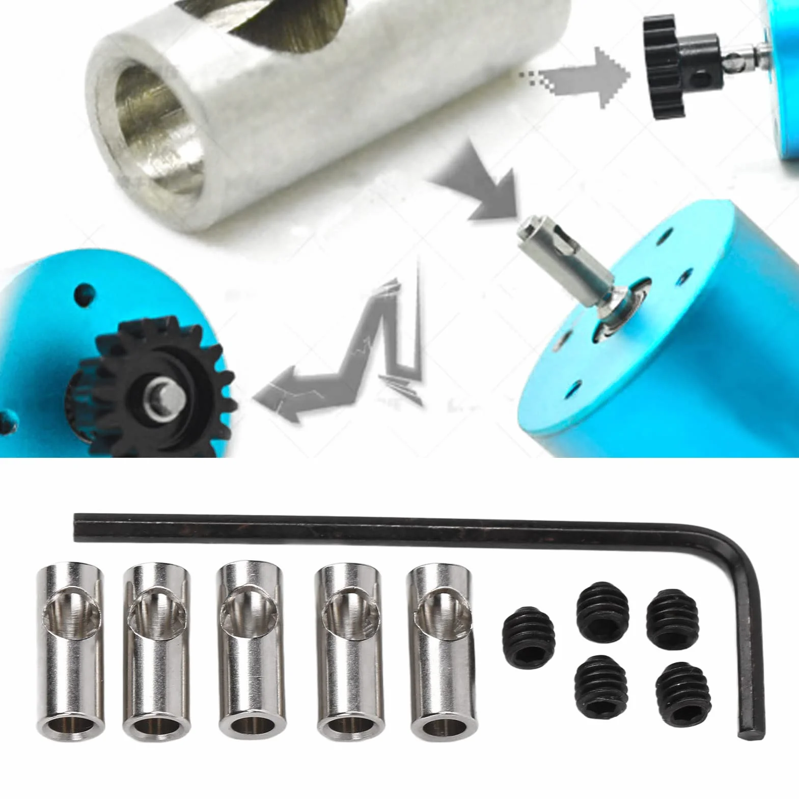 Adapter Wału RC, do 5mm Reduktor z osią Tuleja Silnika 3,17mm Zmiana w Celu Konwersji