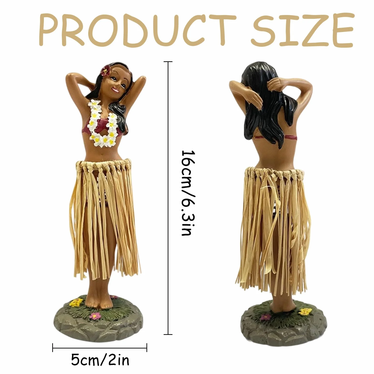 Hawaje Dashboard Hula Doll, figurki na desce rozdzielczej samochodu, Hawaje Hula Girl Posing, dekoracja Hawajska tancerz samochodowy, biurko