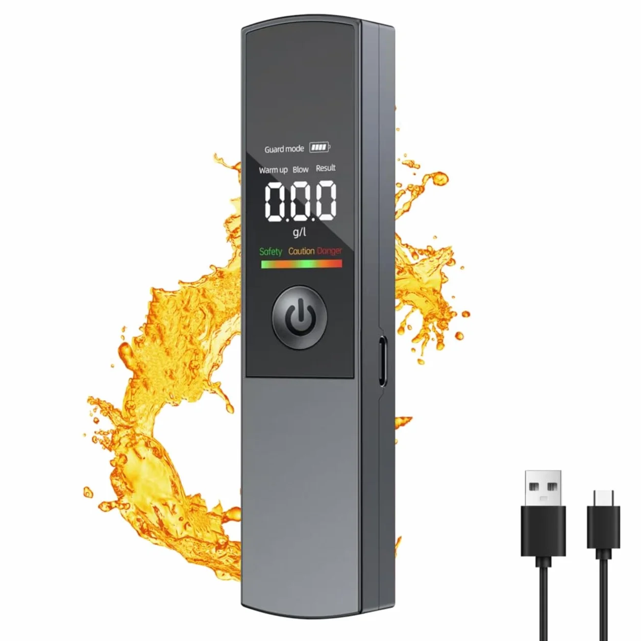 Homologowany Alkoholimetr, cyfrowy alkomat z wyświetlaczem LCD, profesjonalny przenośny alkomat z akumulatorem USB do ładowania czujnika półprzewodnikowego, do użytku osobistego i