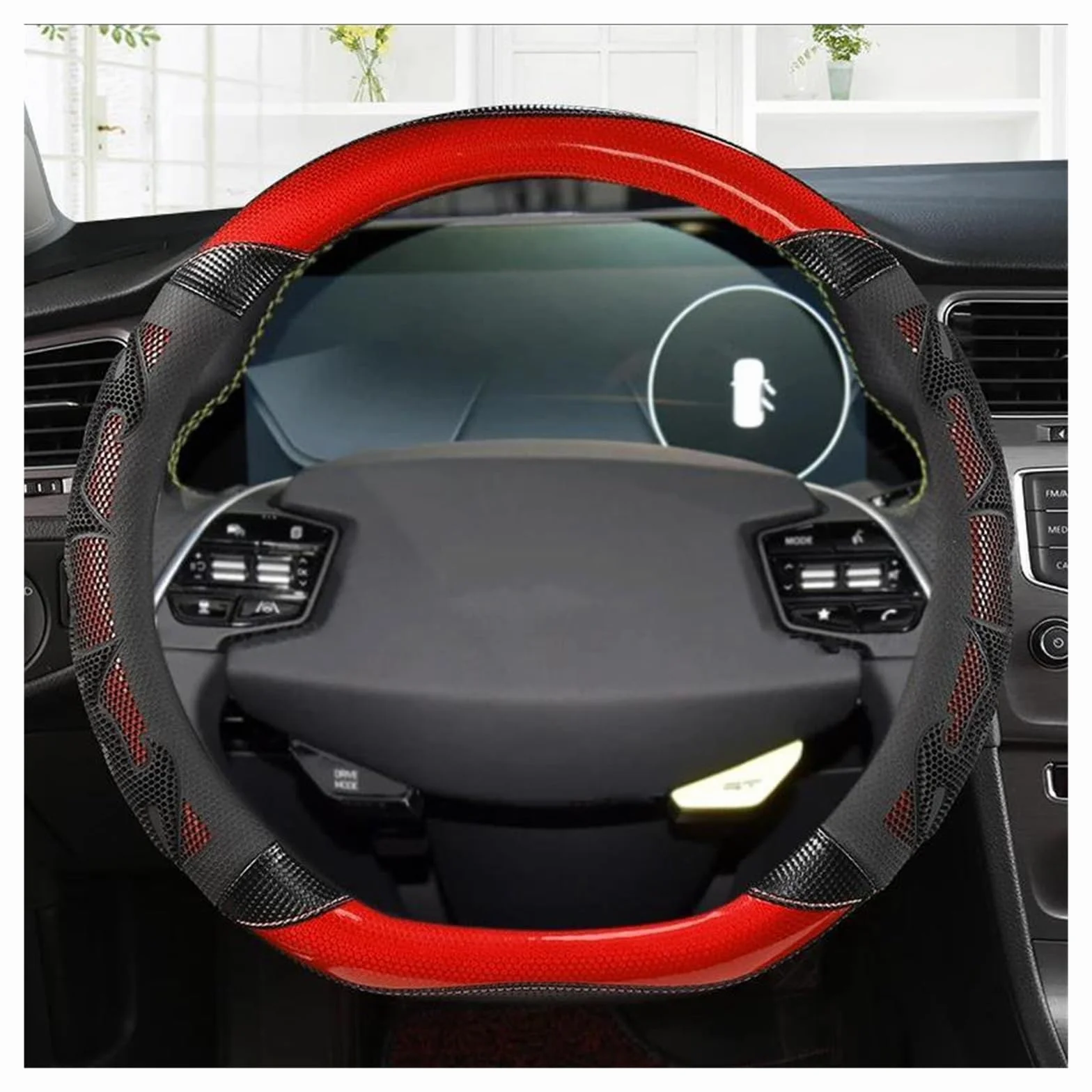 Pokrowiec na kierownicę samochodu w kształcie litery D 38 cm, pasuje do Kia EV6 2022, Stinger 2018 2019 2020 2021 2022 i Ceed GT 2018 2019 zielony