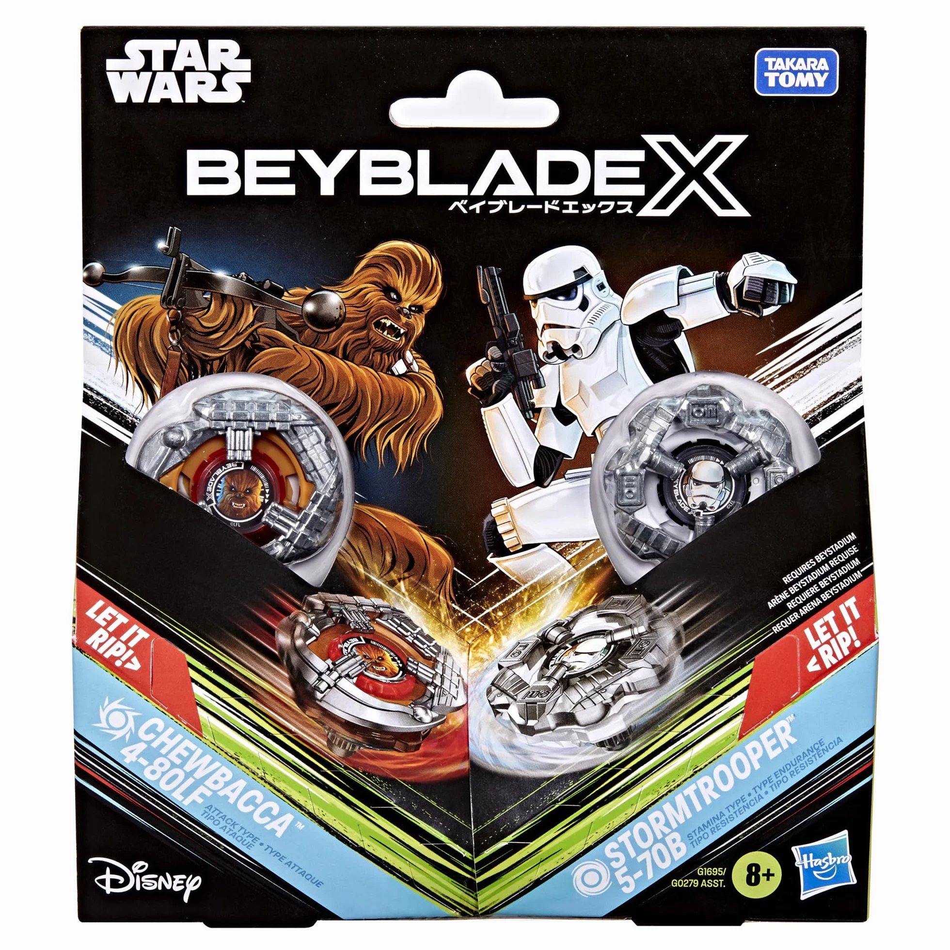 Beyblade X i Gwiezdne wojny Collab, Chewbacca 4-80LF kontra Stormtrooper 5-70B