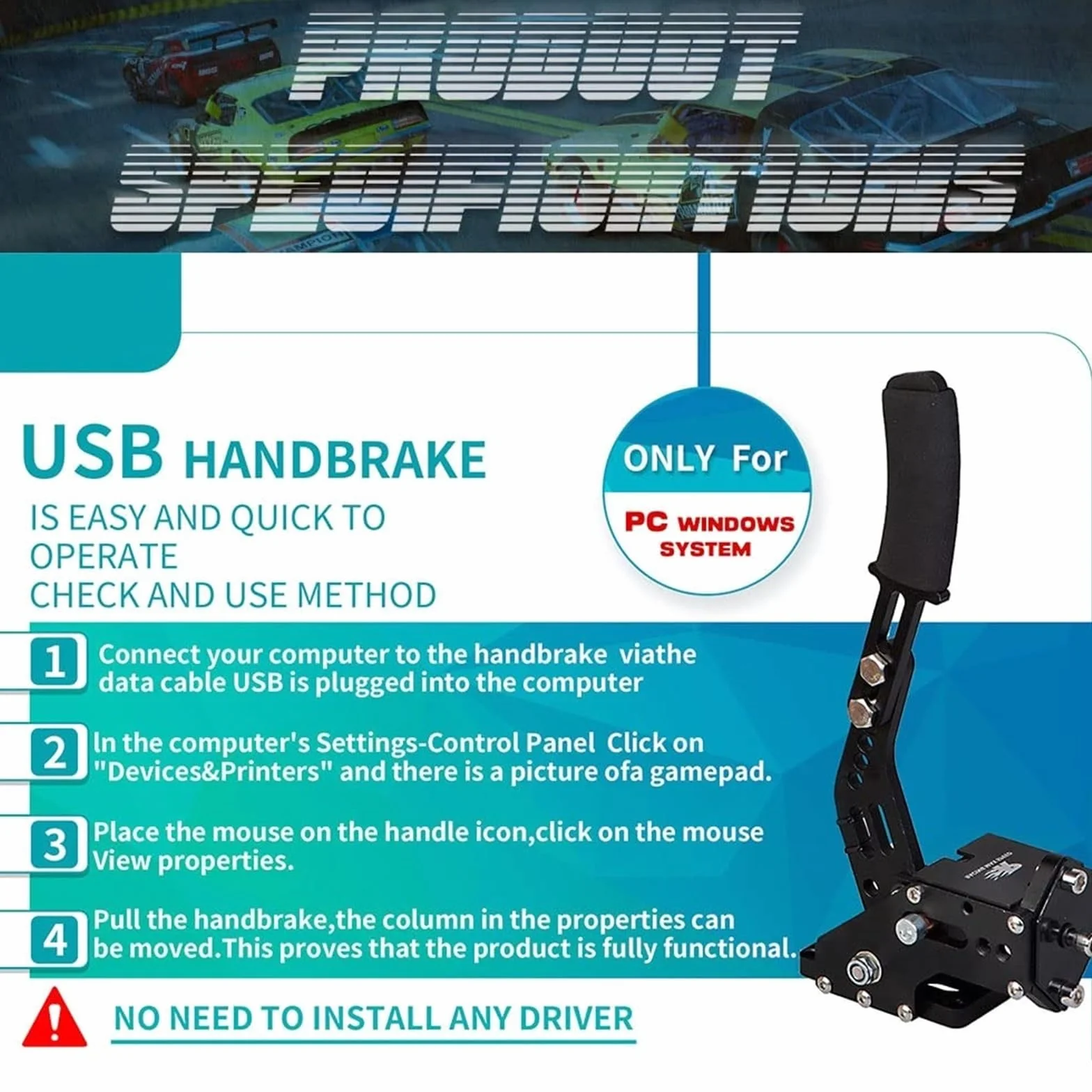 Dźwignia Hamulca Ręcznego płyta do hamulca ręczne Pasuje Do Układu Hamulcowego Logitech 16-bitowy Czujnik Halla USB Hamulec Ręczny Z Dźwignią Zmiany Biegów 6/7R Do Gier Wyścigowych G25/G27/G29T300T50