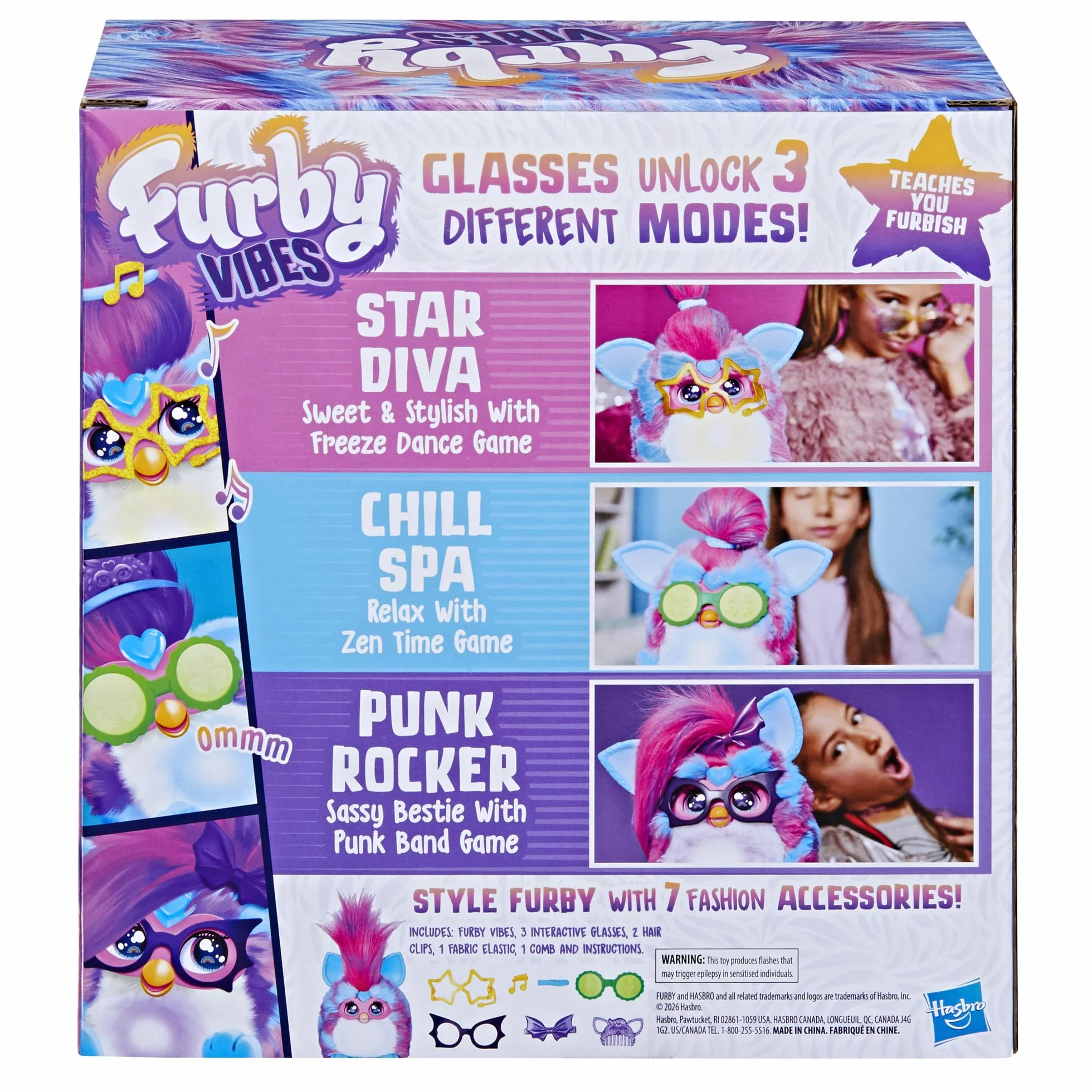 Interaktywna pluszowa zabawka elektroniczna Furby Vibes Blue Razz dla dziewczynek i chłopców w wieku od 6 lat