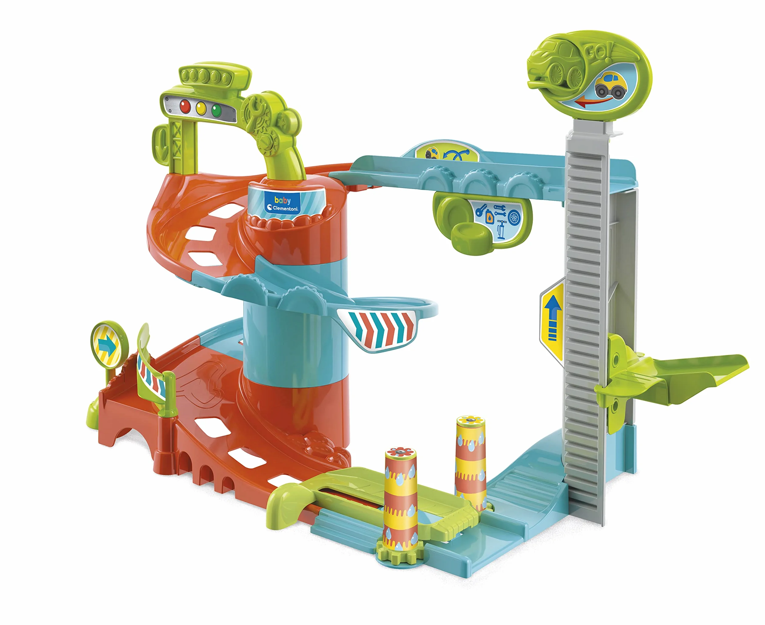 Clementoni - Fun Garage Baby Track zestaw do zabawy, wielokolorowy, 17404