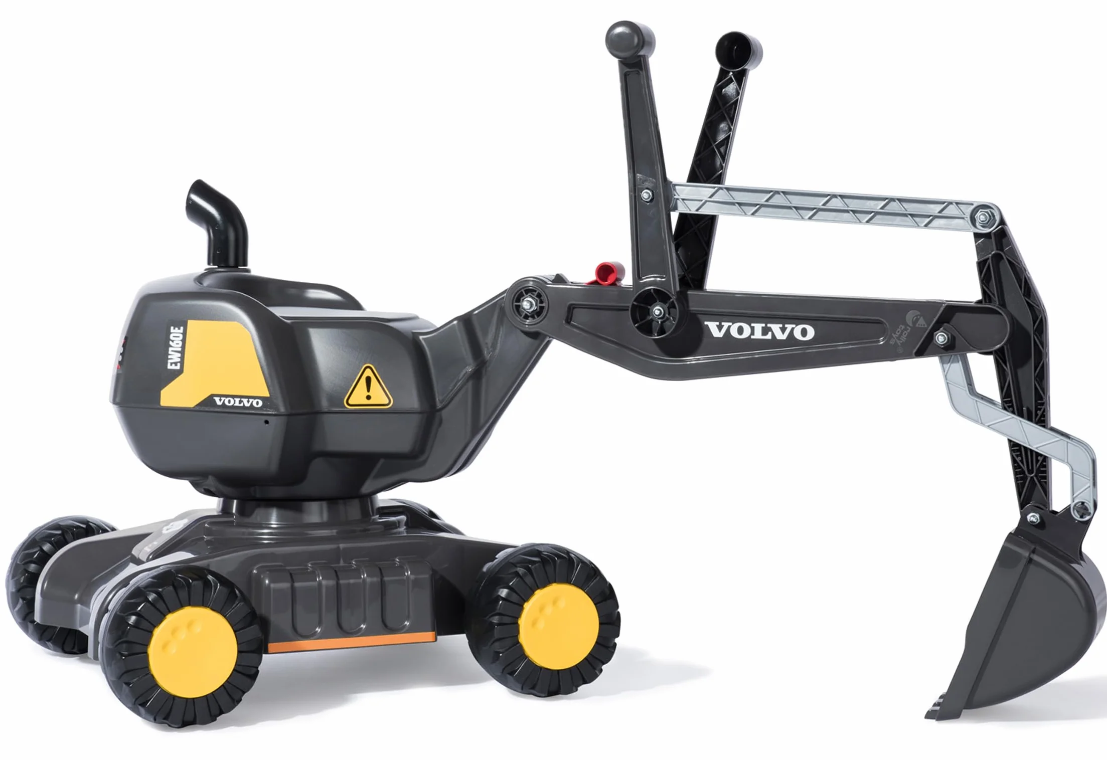 Rolly Toys RollyDigger Volvo EW160 koparka zabawkowa (dla dzieci w wieku 3-5 lat, koparka z tworzywa sztucznego, kolor szary/żółty) 421152, 102 x 43 x 74 cm