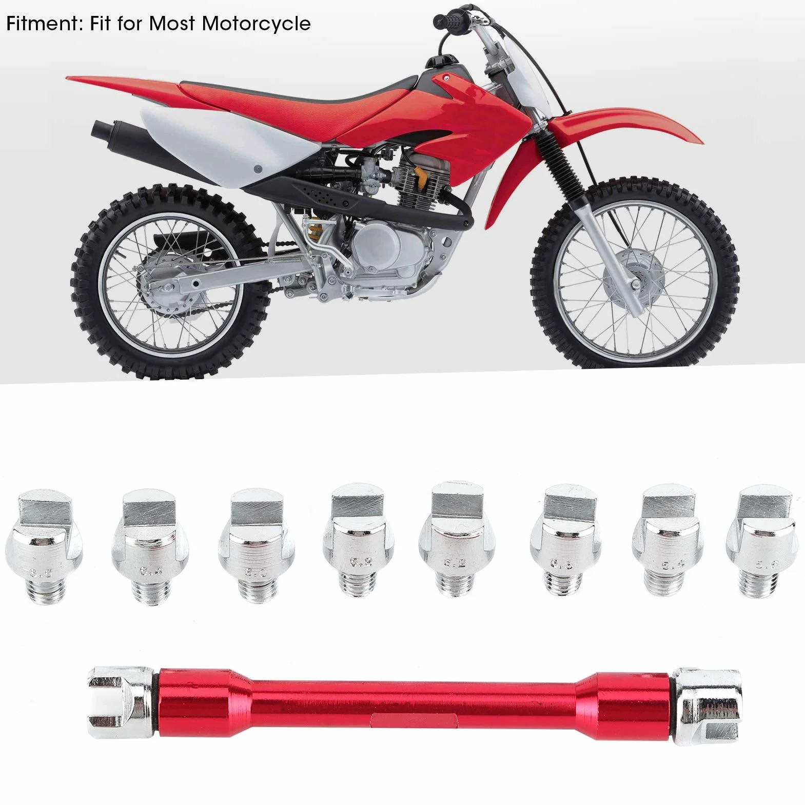 Klucz do szprych motocyklowych CNC 5,0-6,8 93 mm Zestaw czerwony