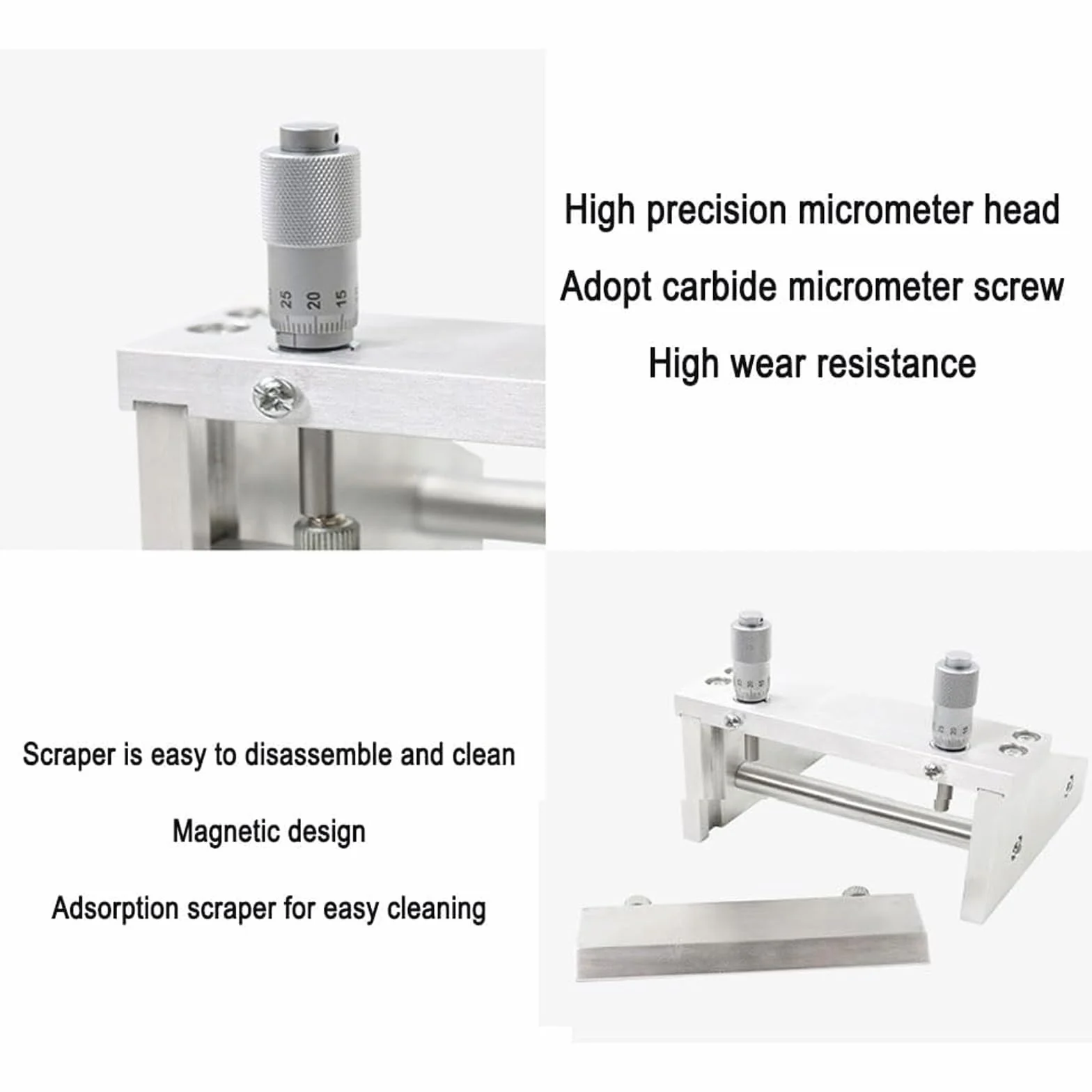 Regulowana powlekarka do aplikatorów foliowych, 0-3500μm Precision Doctor Blade Coater z szerokością 50-300 mm, dokładność ± 2μm, do testowania farb laboratoryjnych, drukowania, powlekania