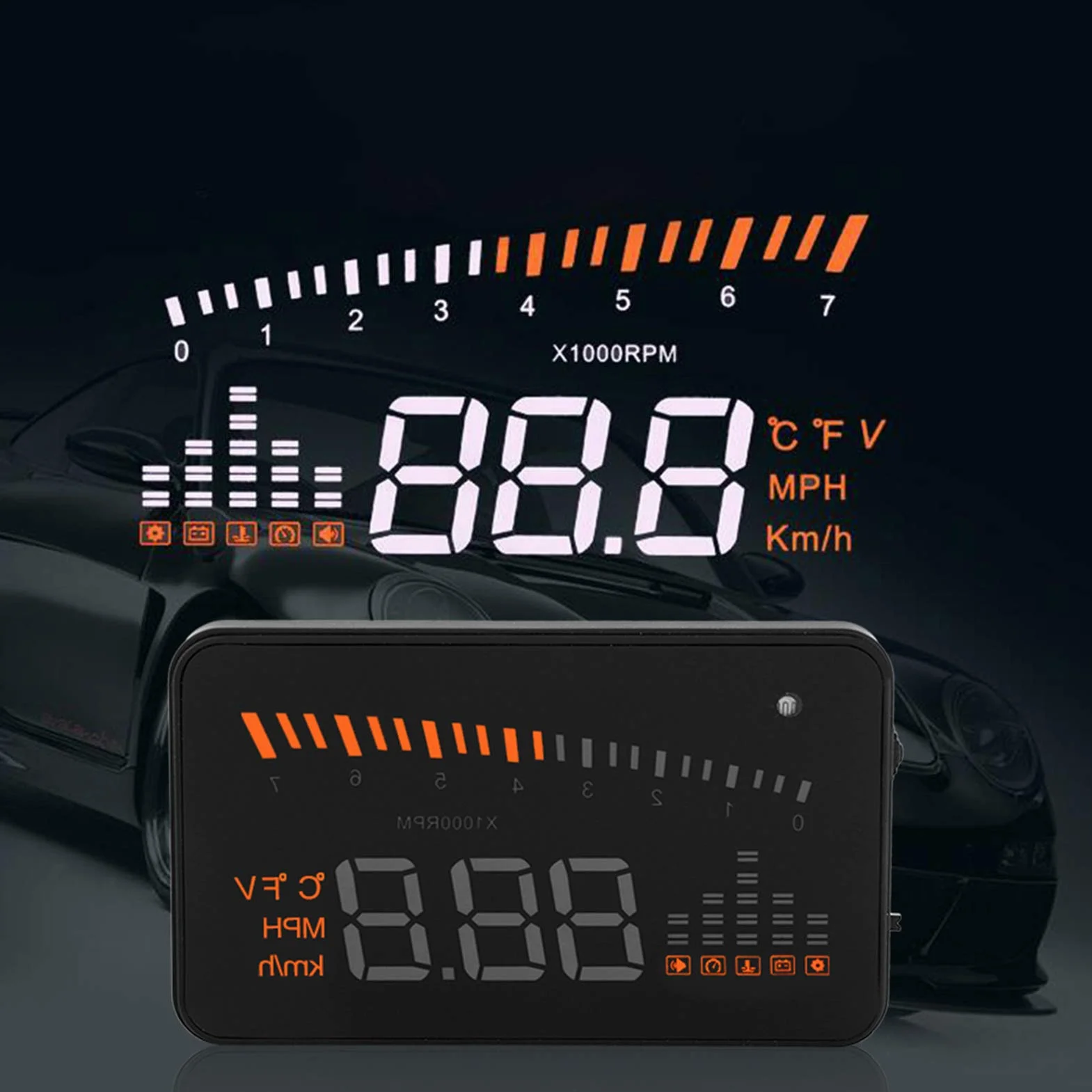 Wyświetlacz Head Up 3-calowy HD Plug and Play OBDII EUOBD do samochodu