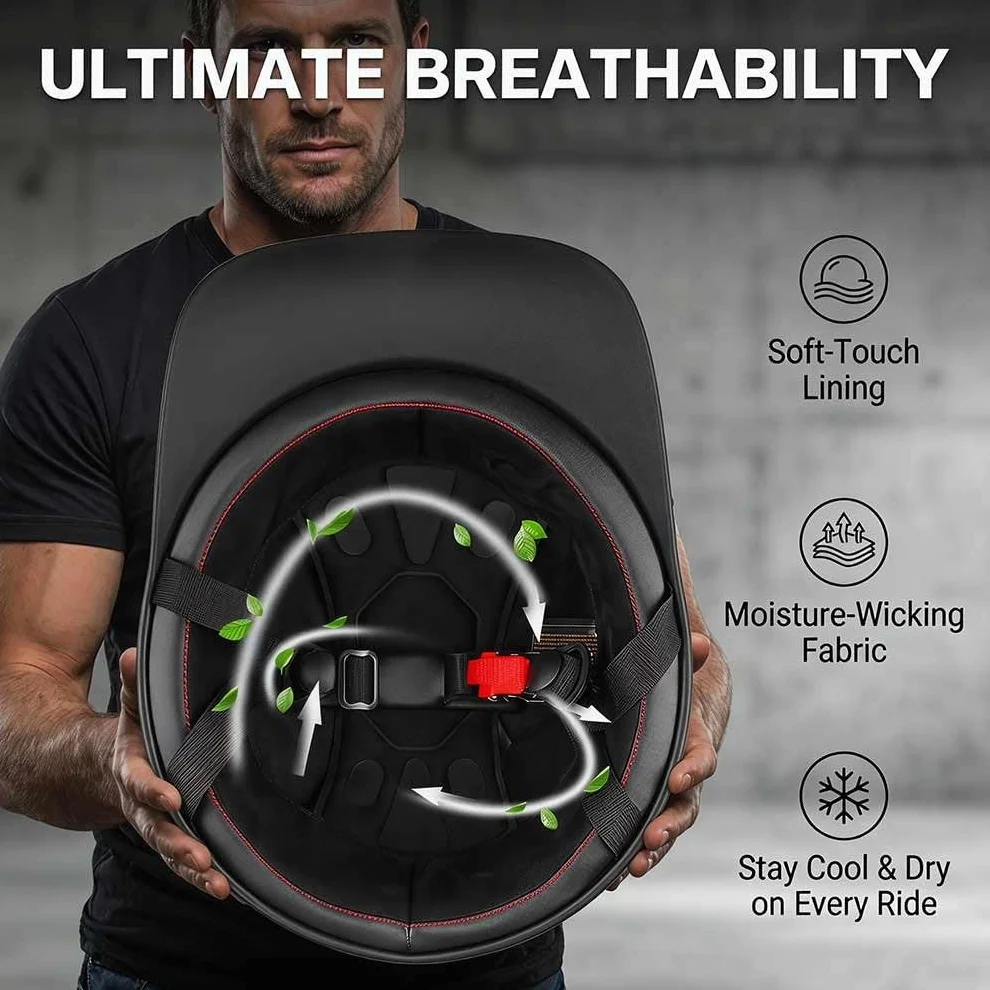 Kask Jet Motocyklowy Czapka z Daszkiem ECE Certified 57-62cm