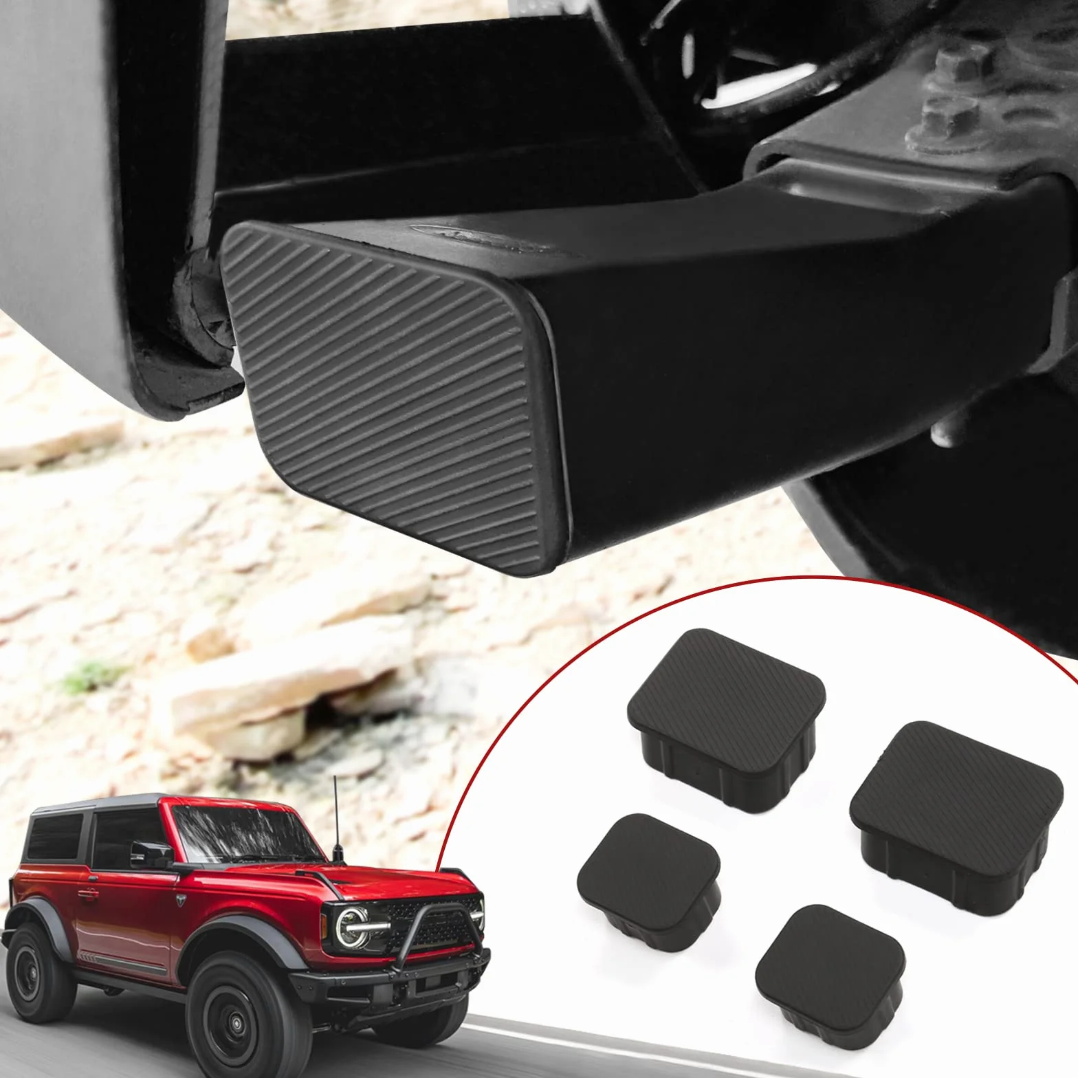 Mabett Wtyk przedniej osi do akcesoriów Ford Bronco 2021 2022 2/4-drzwiowy czarny gumowy korek ochrona 4 szt