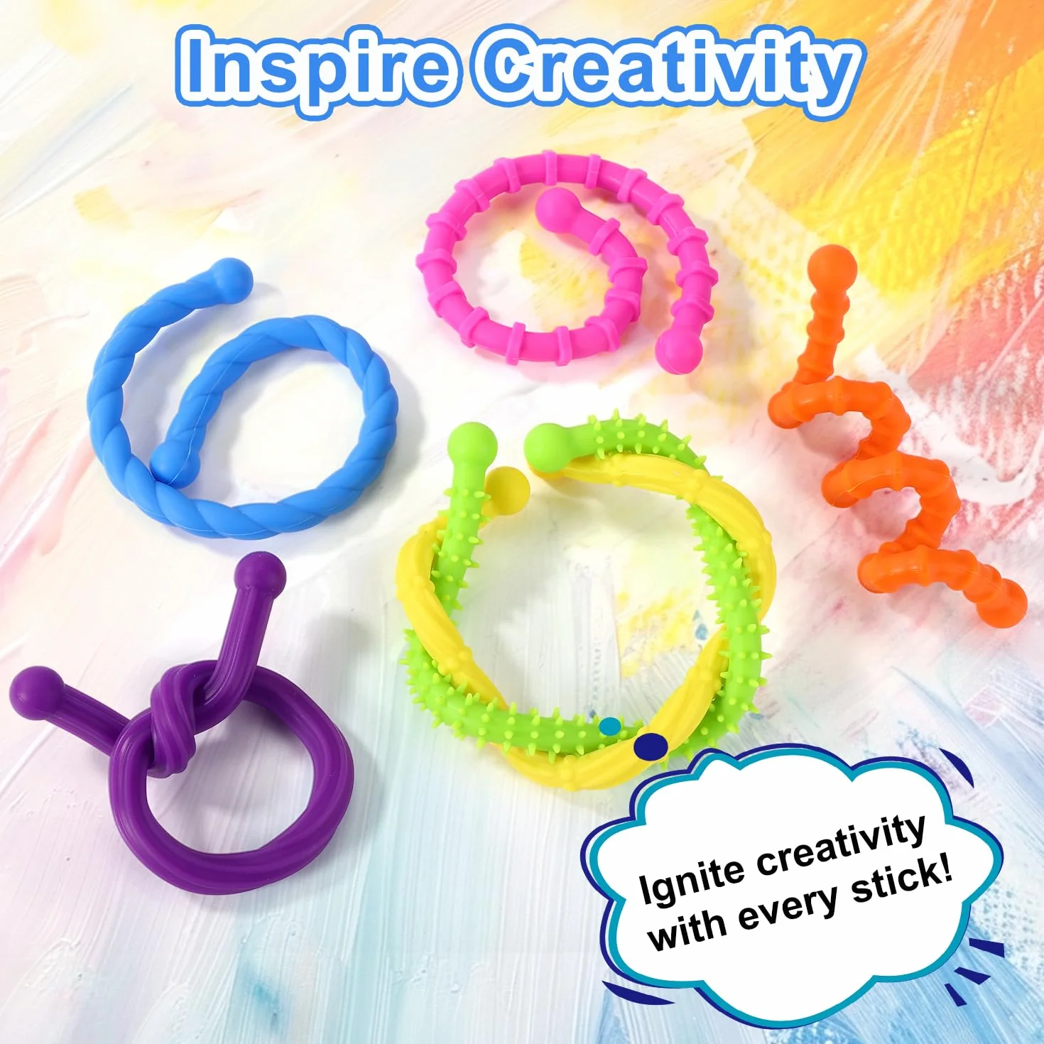 Lyreh 6szt Teksturowanych Rozciągliwych Zabawek Sensorycznych Fidget Kolorowe Ciche Sensoryczne Zabawki Rozciągające Fidget na Autyzm ADHD Stres Lęk