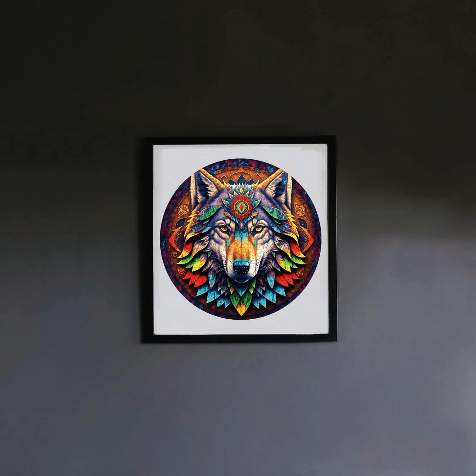 Drewniane puzzle dla dorosłych, wilk, 220 sztuk, nieregularne, jedyne w swoim rodzaju puzzle w kształcie zwierzęcia, drewniane puzzle z pudełkiem na prezent z drewna