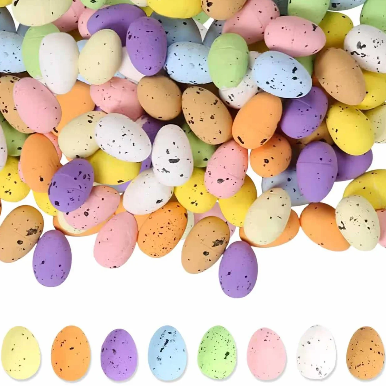 50 sztuk dekoracyjnych jajek wielkanocnych - kolorowe jajka wielkanocne z kropkami do DIY, mini jajka wielkanocne jako ozdoba, dekoracja stołu i wypełnienie wielkanocnego koszyka, wielokrotnego użytku