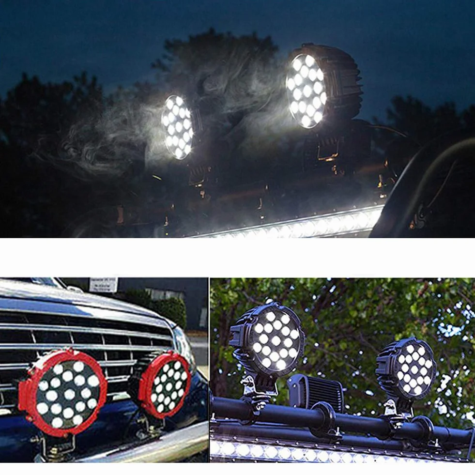 RIGIDON Okrągłe oświetlenie robocze LED 18 cm 51 W wiązka powodziowa 12 V 24 V 6000 K biała