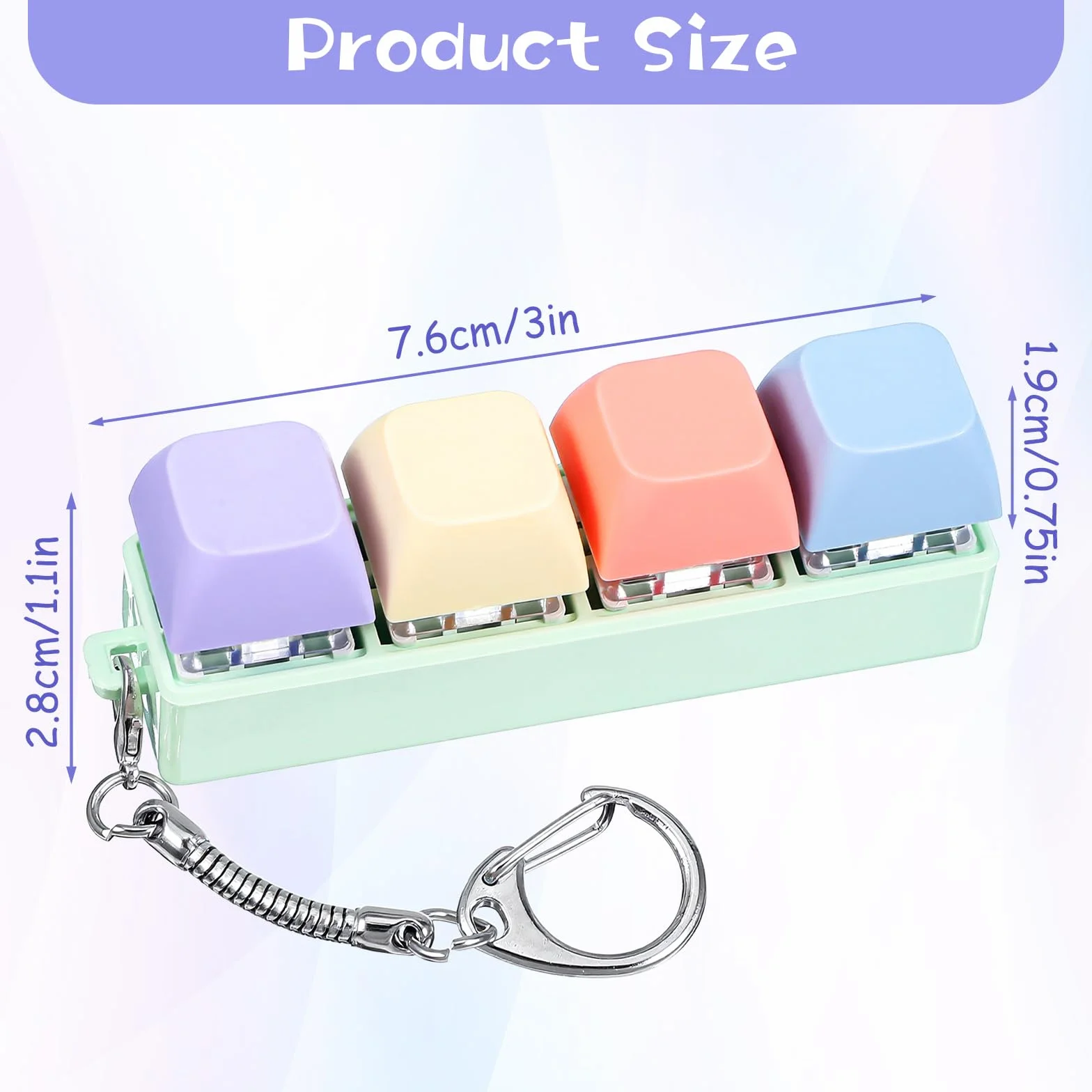 Mabor Fidget Clicker do klawiatury, brelok do klawiatury w 4 kolorach, dekompresyjny, przycisk łagodzący stres, prezenty dla dorosłych kobiet, aby złagodzić stres, mijający czas